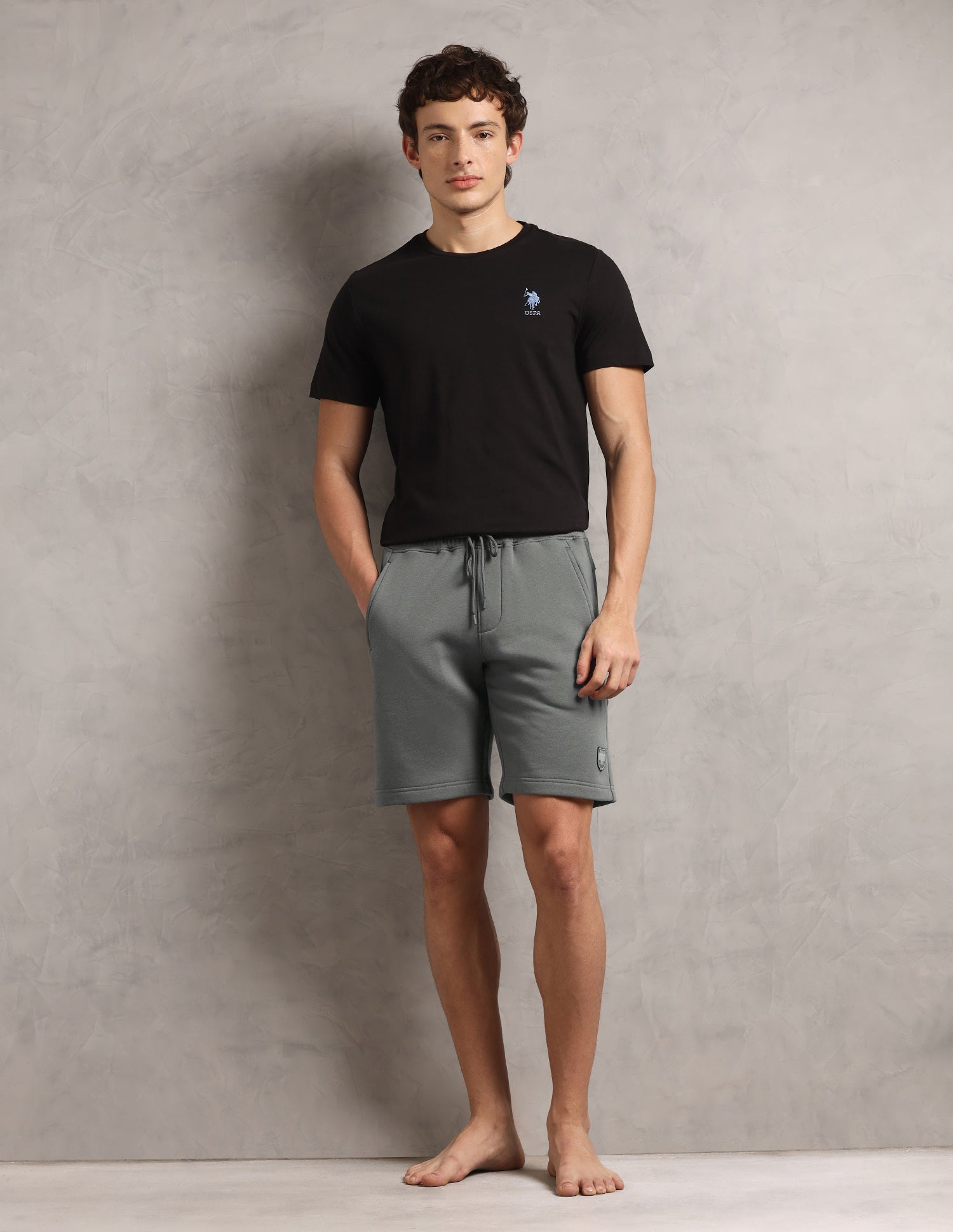 Comfort Fit Cotton Rich OES09-PL Lounge Shorts - Pack Of 1 Grey - U.S. Polo Assn. India | Large