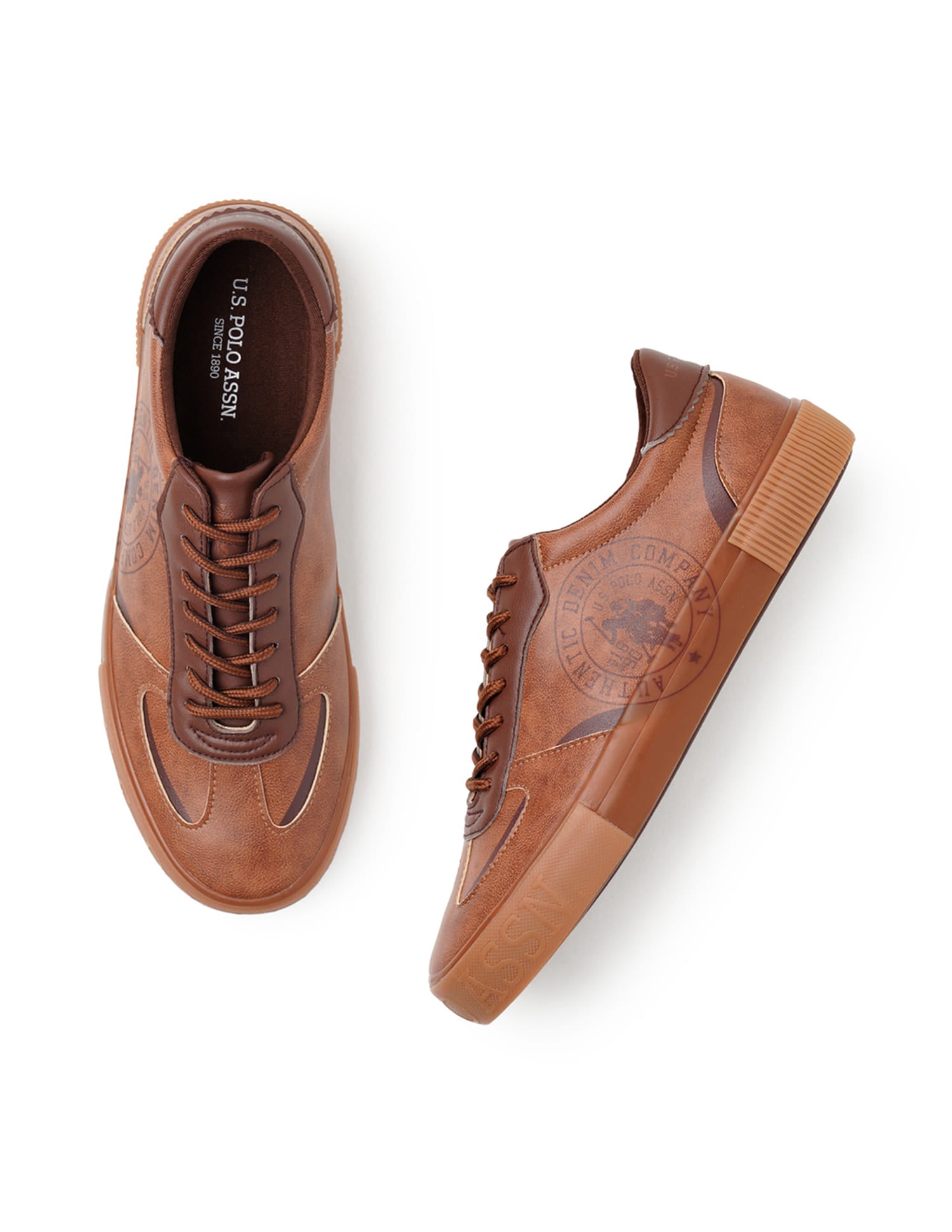 Men Brand Print Rens Sneakers Brown - U.S. Polo Assn. India | Large