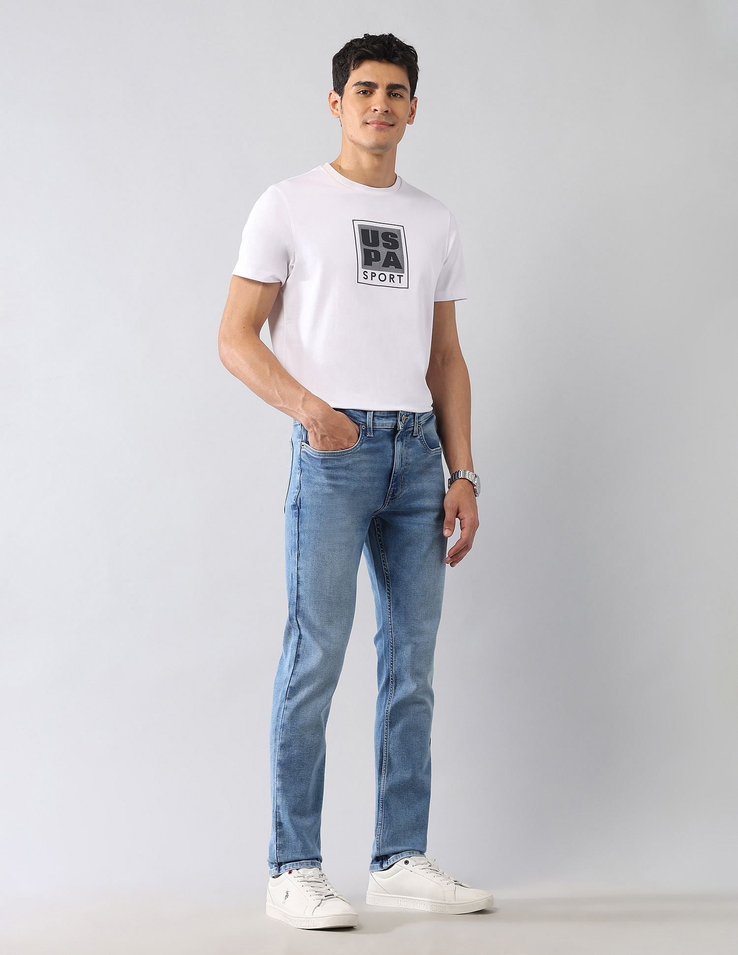Regallo Skinny Fit Blue Jeans Blue - U.S. Polo Assn. India | Large