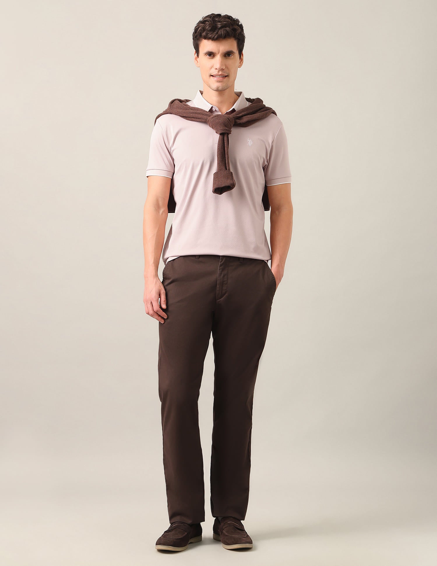 Solid Slim Fit Polo Shirt Pink - U.S. Polo Assn. India | Large