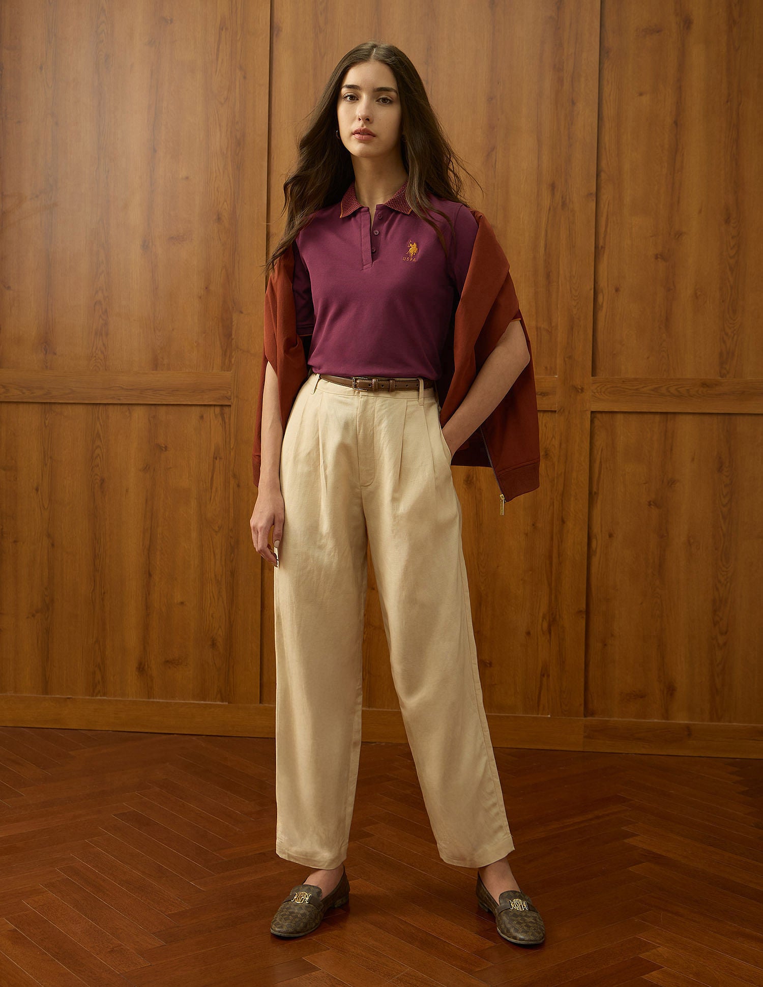 Regular Fit Solid Polo Shirt Wine - U.S. POLO ASSN. | Large