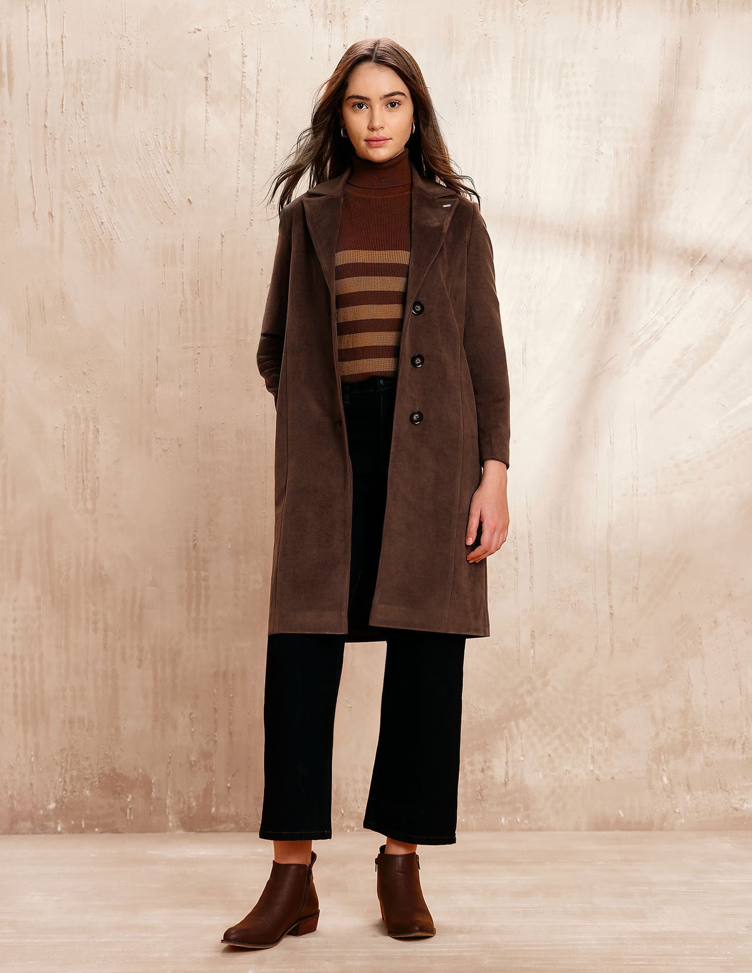 Single Breasted Notch Lapel Coat Brown - U.S. POLO ASSN. | Large