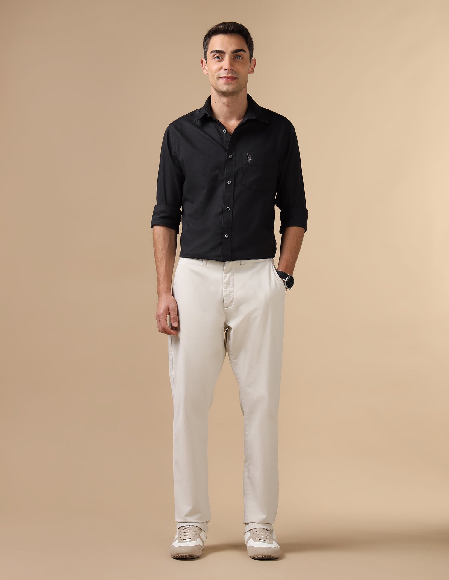 Dobby Pure Cotton Shirt Dark Grey - U.S. POLO ASSN. | Large