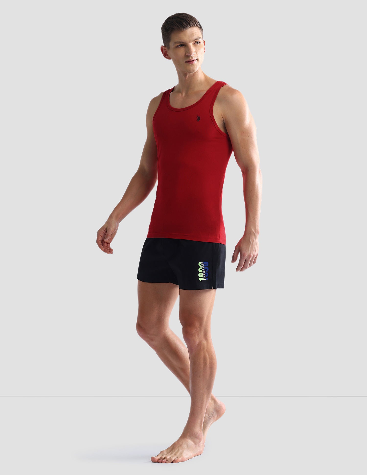 Solid Cotton OEV03 Vest - Pack Of 2 Red and White - U.S. POLO ASSN. | Large