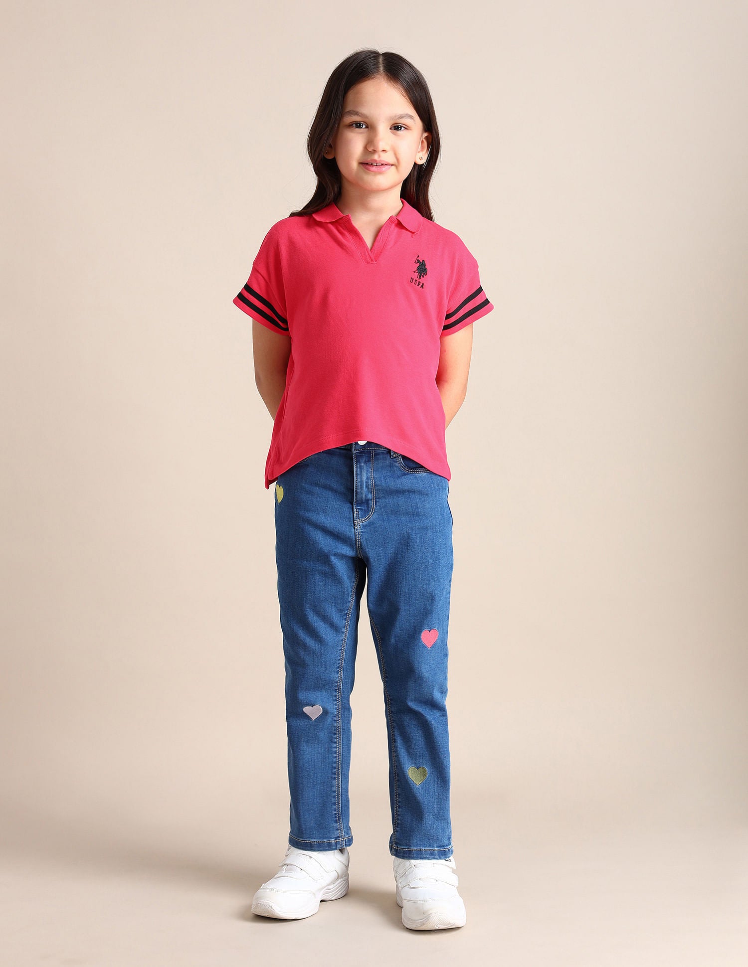 Girls Striped Polo Shirt Rouge Pink - U.S. Polo Assn. India | Large