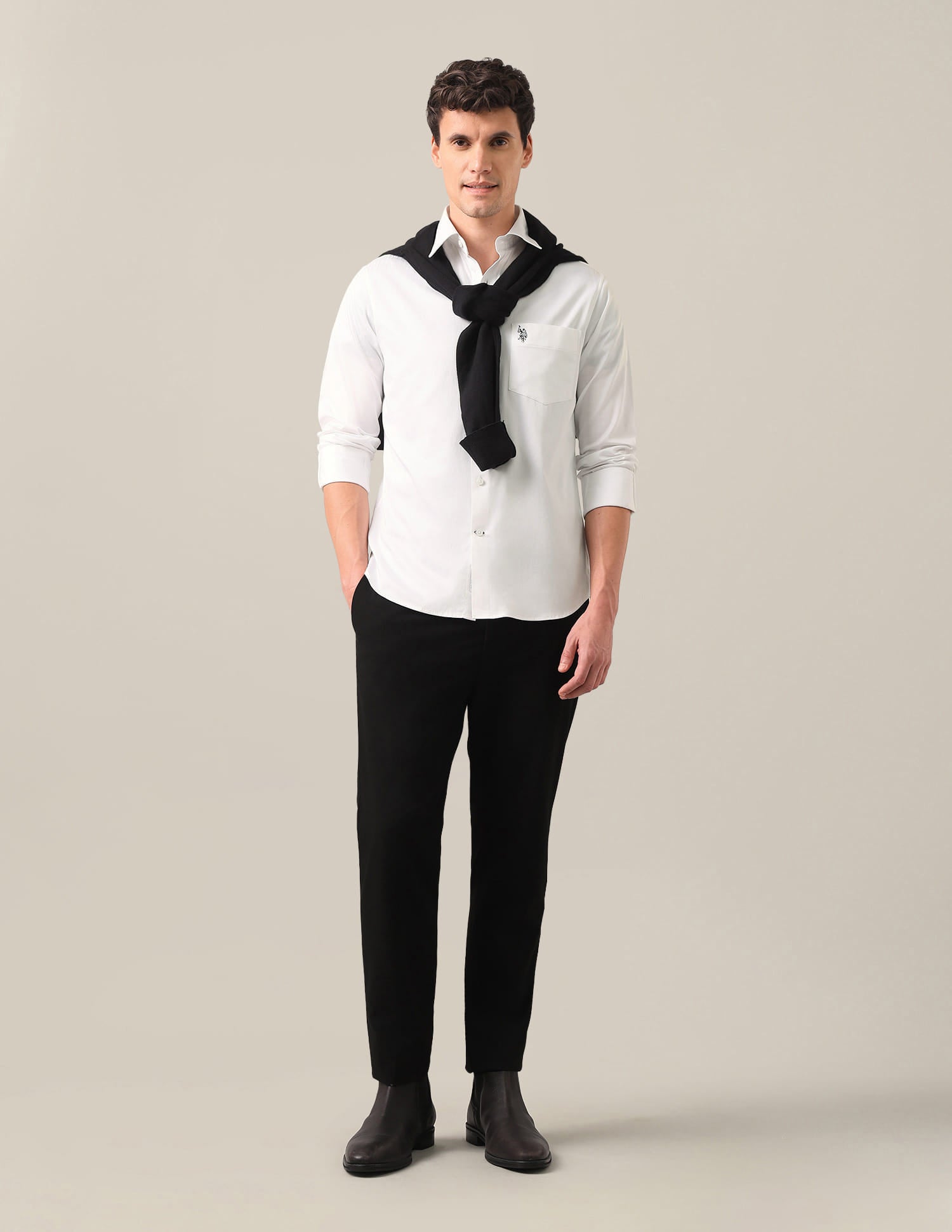 Solid Satin Shirt White - U.S. Polo Assn. India | Large
