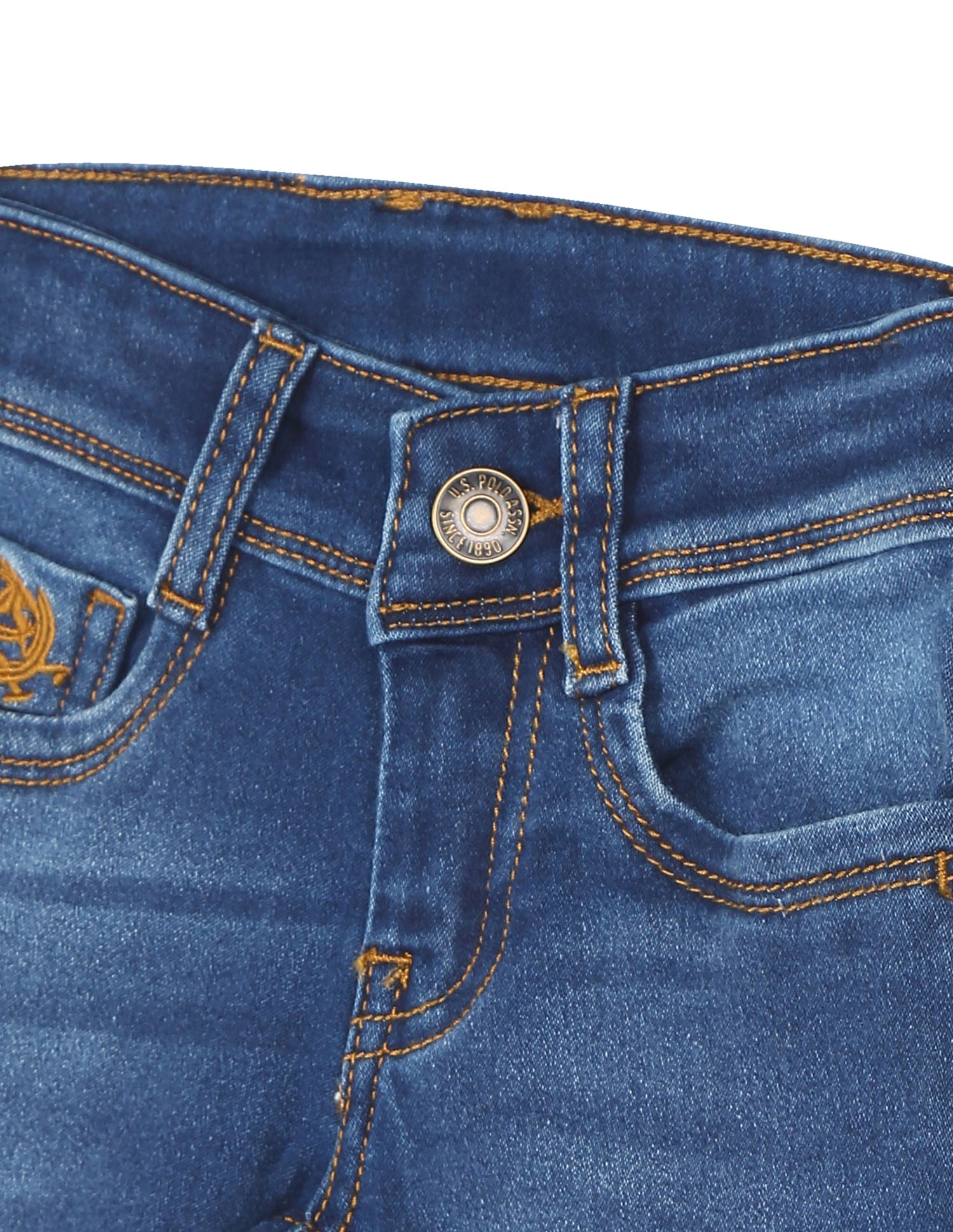 Boys Blue Slim Fit Stone Wash Jeans Blue - U.S. Polo Assn. India | Large