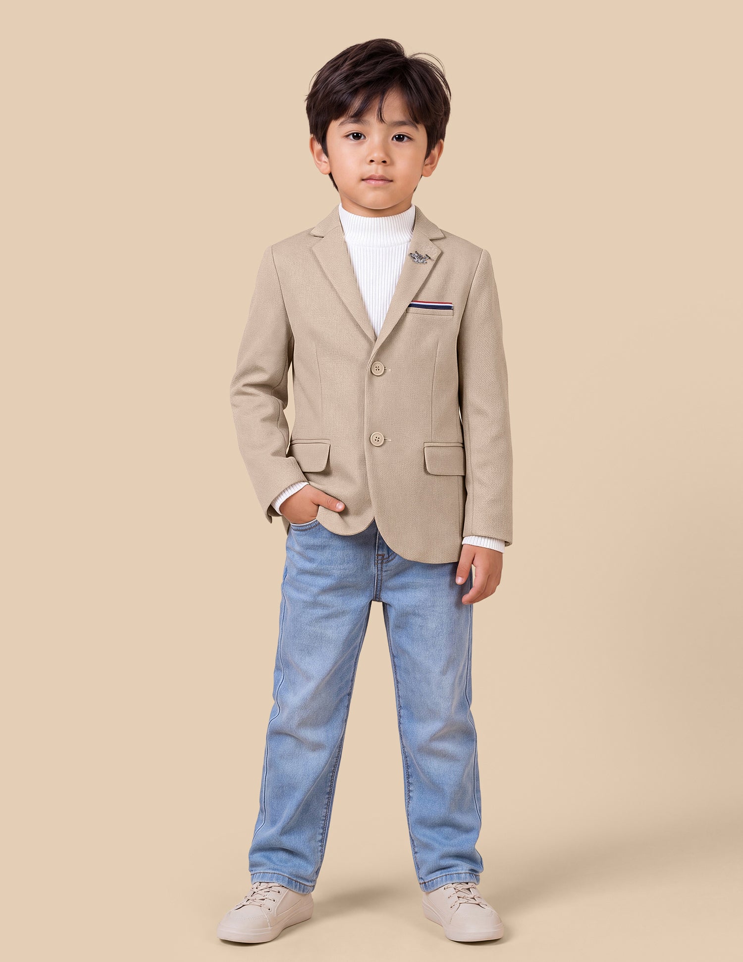 Solid Regular Fit Blazer Beige - U.S. Polo Assn. India | Large
