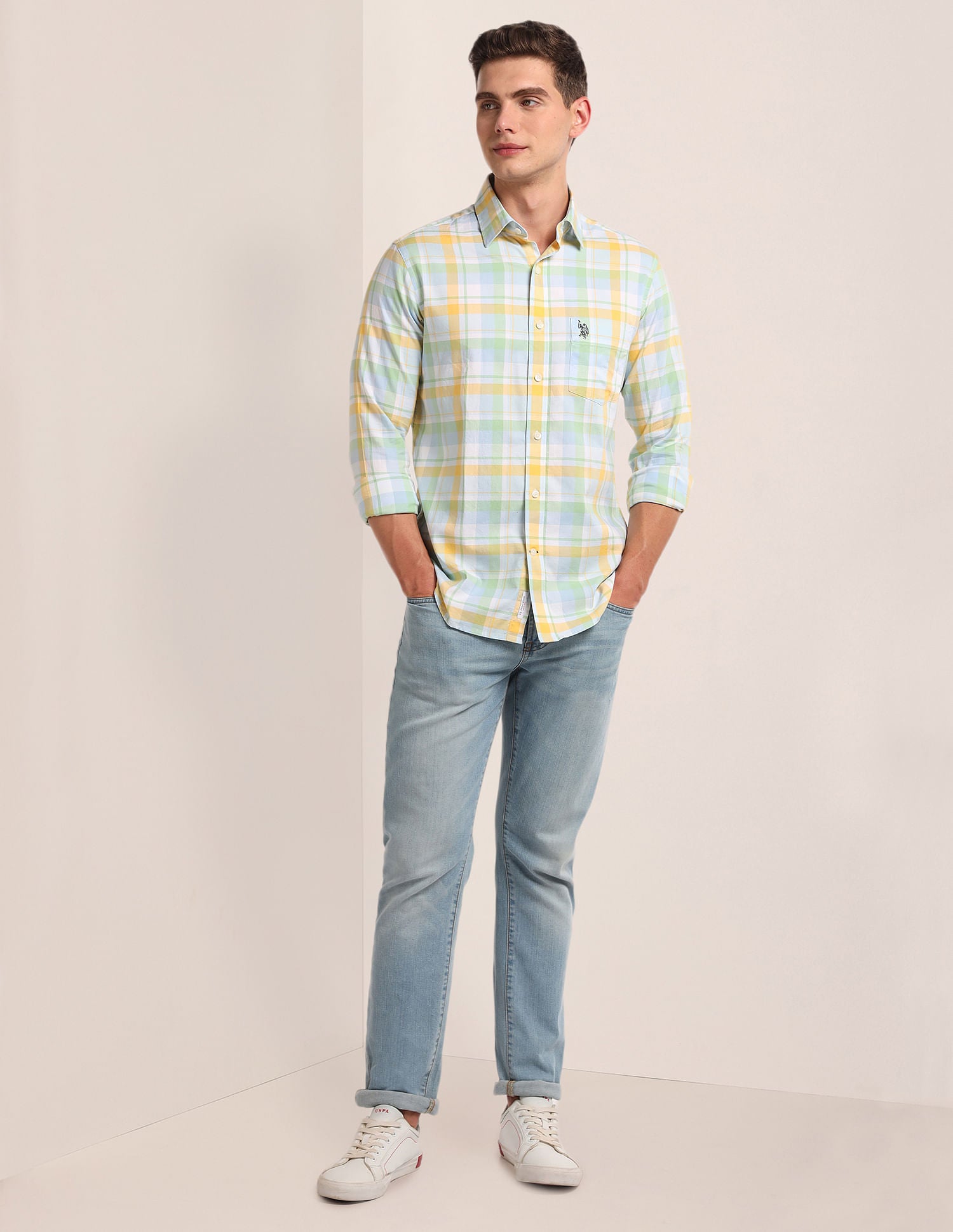 Tartan Check Twill Shirt Yellow - U.S. Polo Assn. India | Large