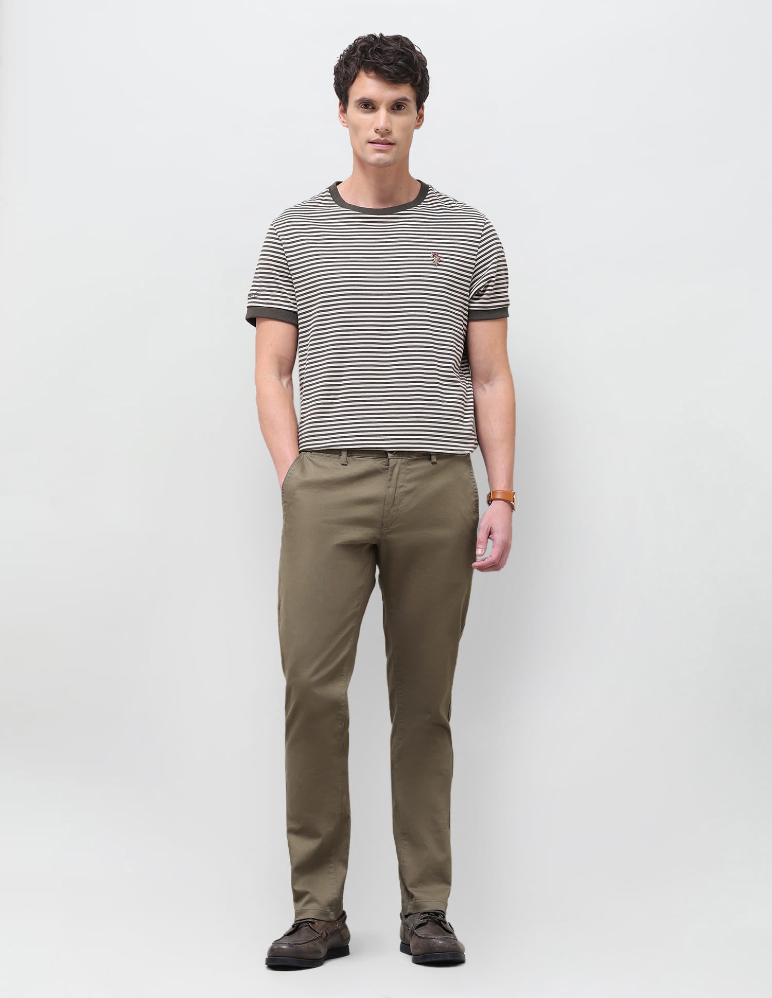 Solid Denver Slim Fit Trouser Green - U.S. Polo Assn. India | Large