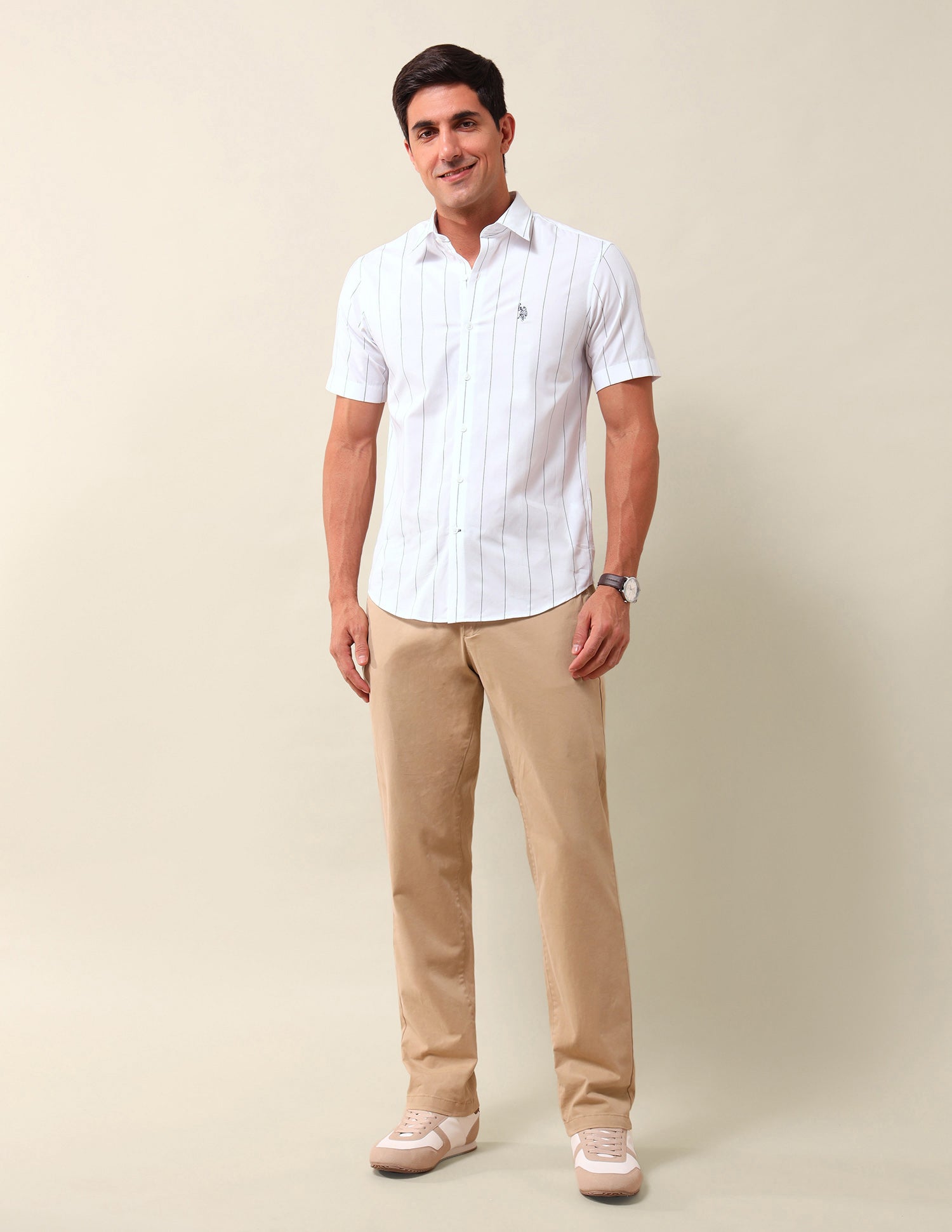 Vertical Striped Regular Fit Shirt White - U.S. Polo Assn. India | Large