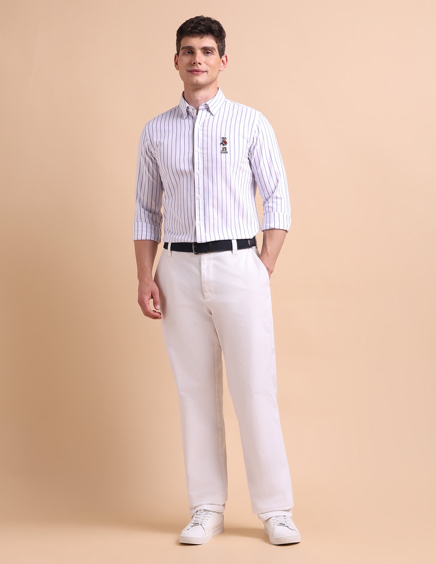 Tailored Fit Vertical Striped Shirt Blue - U.S. POLO ASSN. | Large