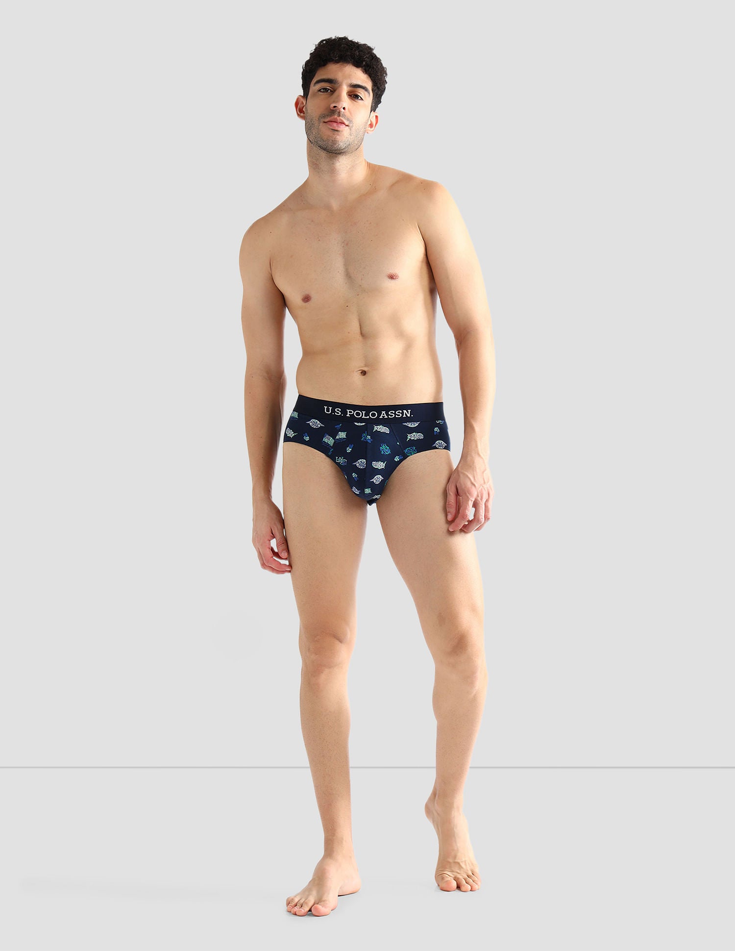 Elasticized Waist Solid OEB14 Briefs - Pack Of 3 Iced Coffee, Navy and Old Rose - U.S. POLO ASSN. | Large