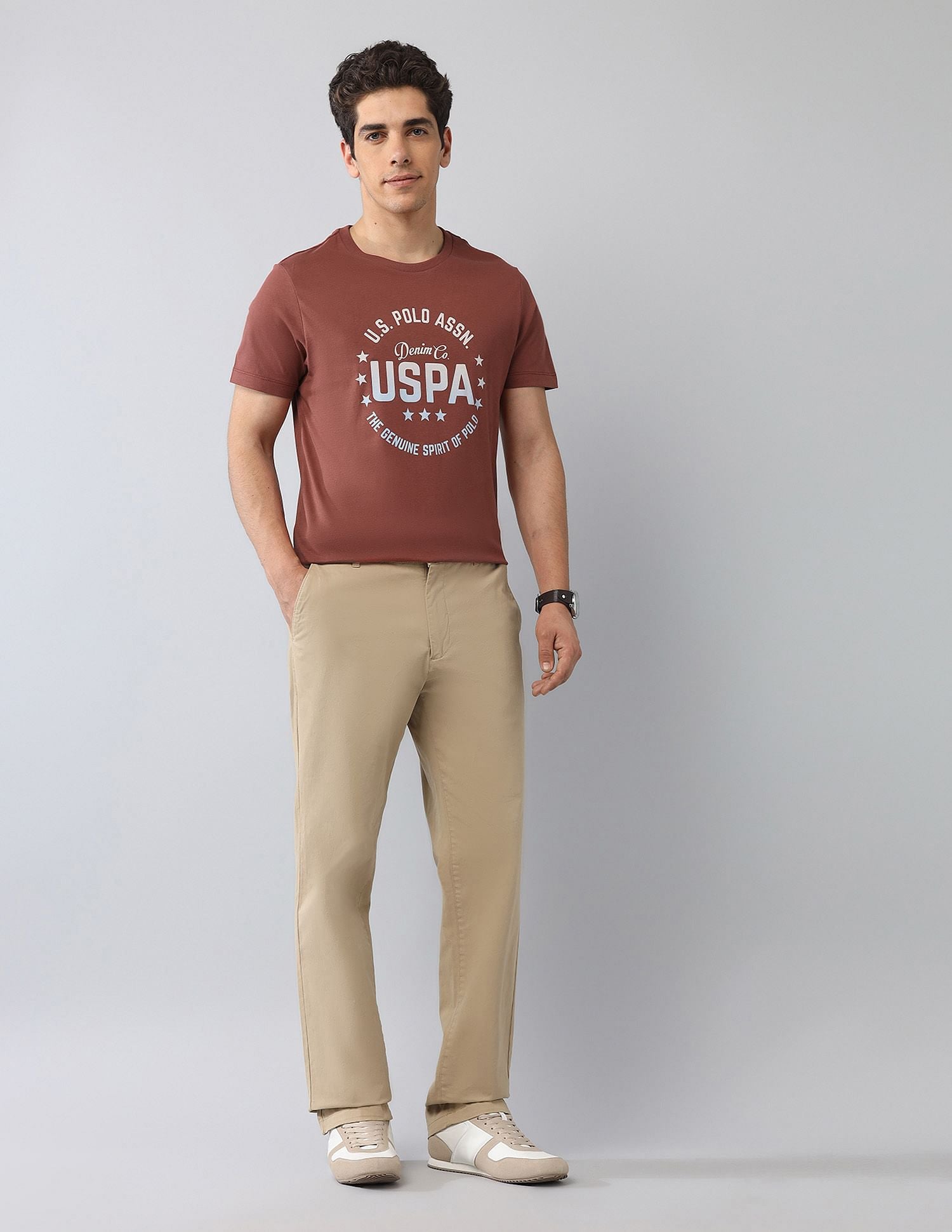 Muscle Fit Brand Printed T-Shirt Rust - U.S. Polo Assn. India | Large