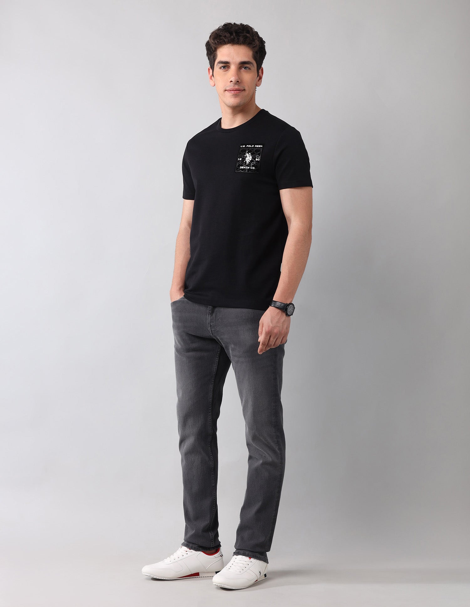 Brand Appliqued Black Label T-Shirt Black - U.S. Polo Assn. India | Large
