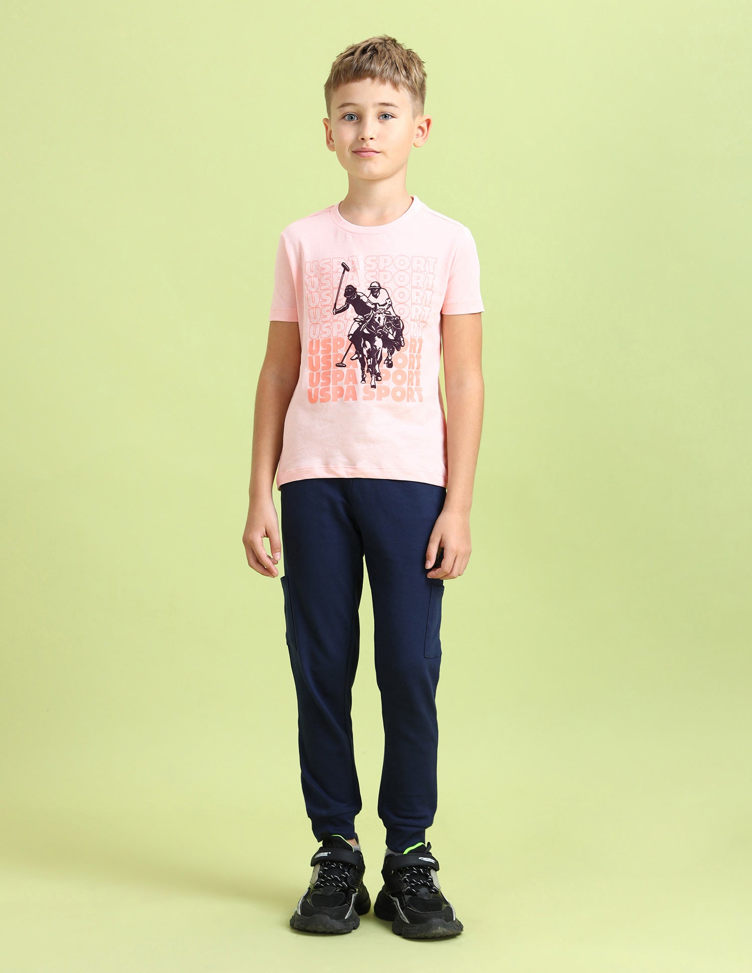 Boys Brand Printed Regular Fit T-Shirt Light Pink - U.S. POLO ASSN. | Large