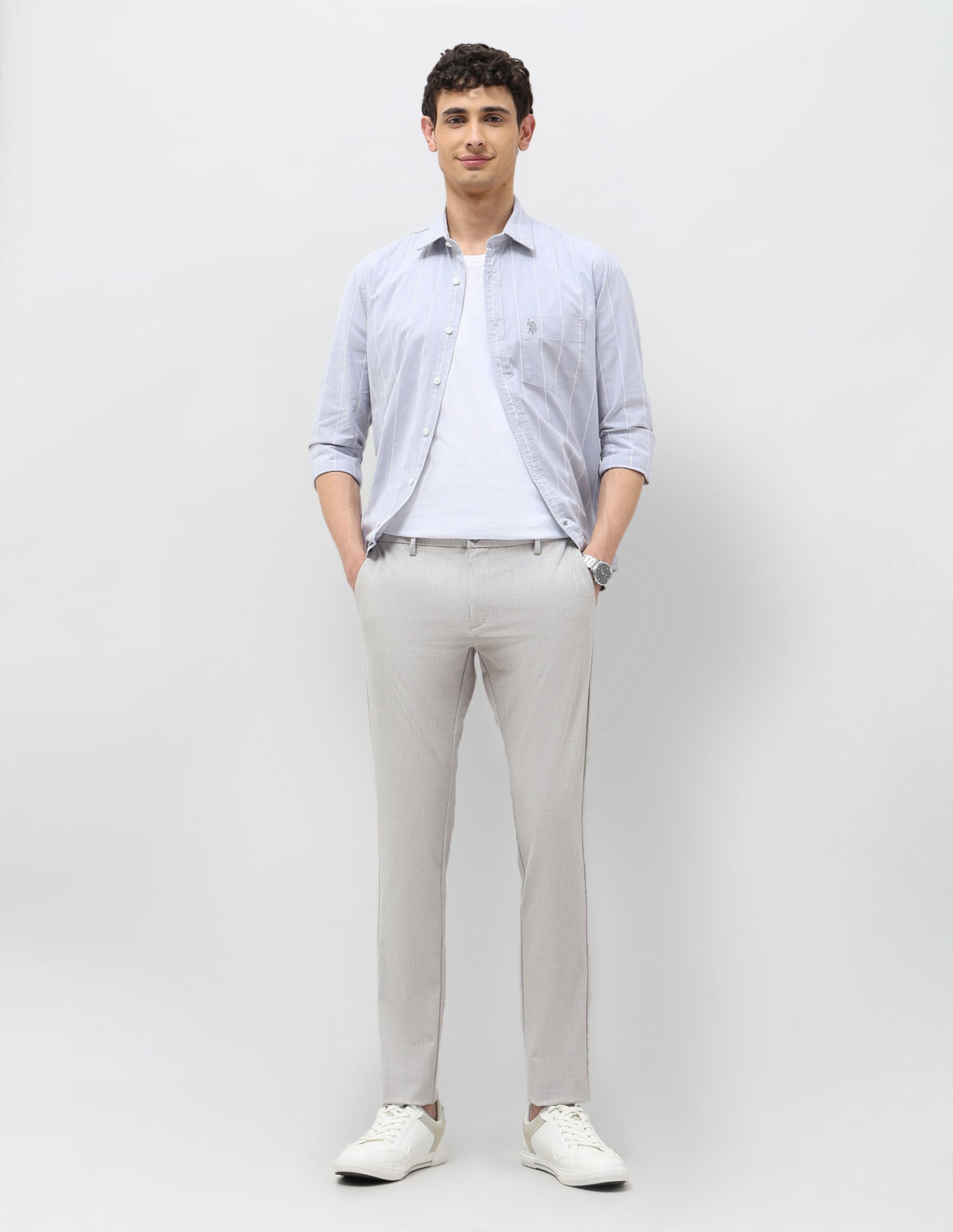 Heathered Slim Fit Trousers Light Grey - U.S. POLO ASSN. | Large