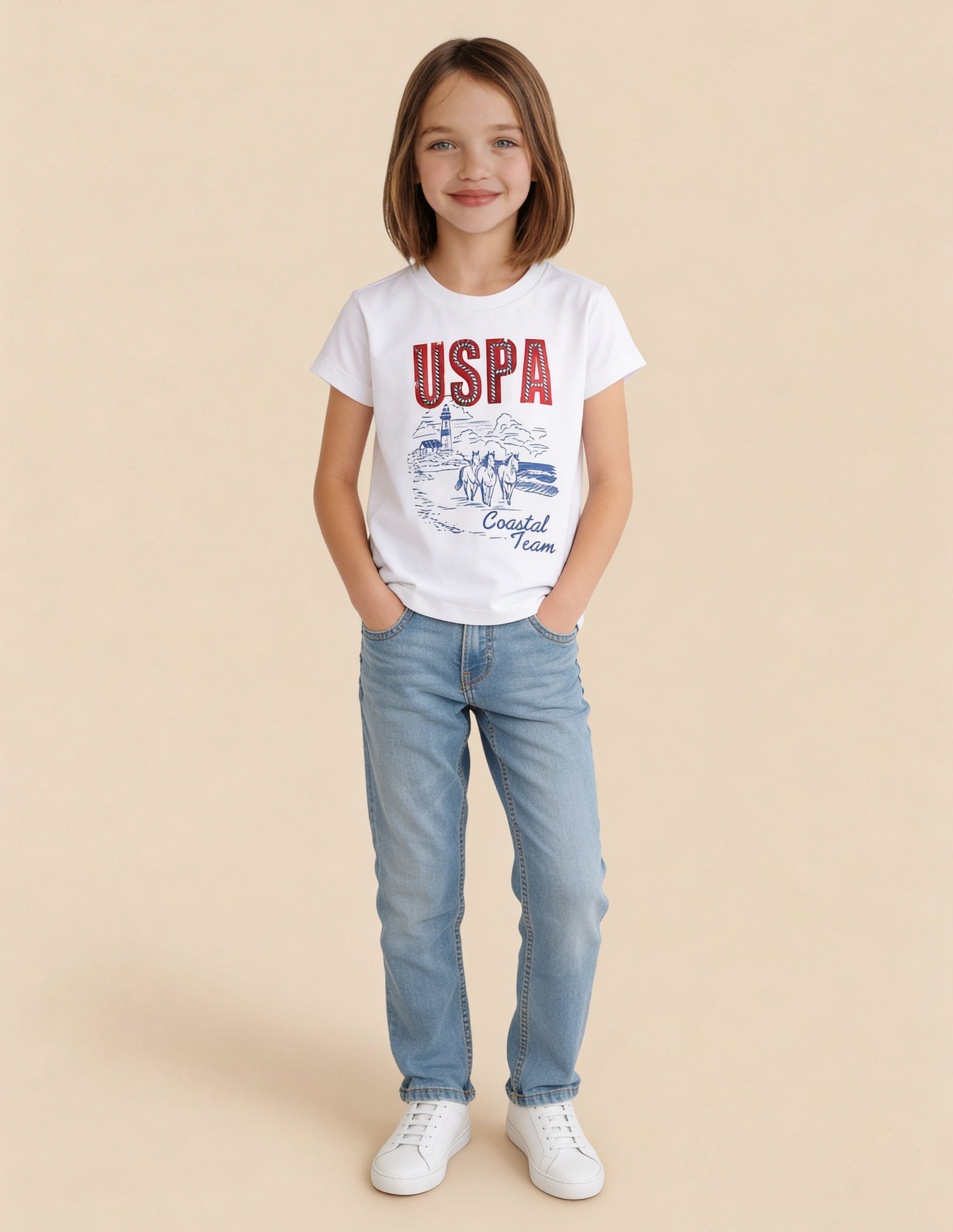 Graphic Brand Printed Pattern Regular Fit Top White - U.S. Polo Assn. India | Large