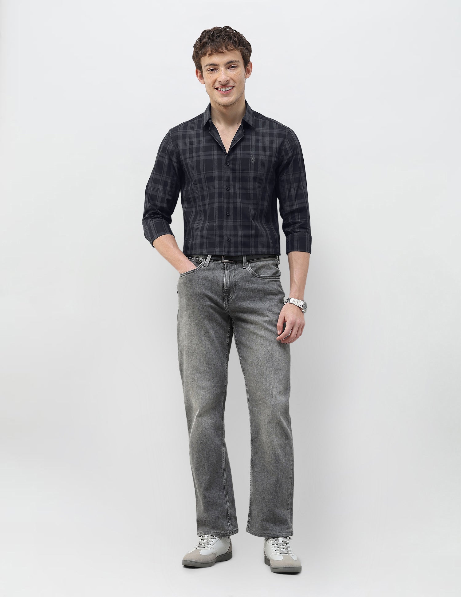 Tartan Checked Regular Fit Shirt Black - U.S. Polo Assn. India | Large