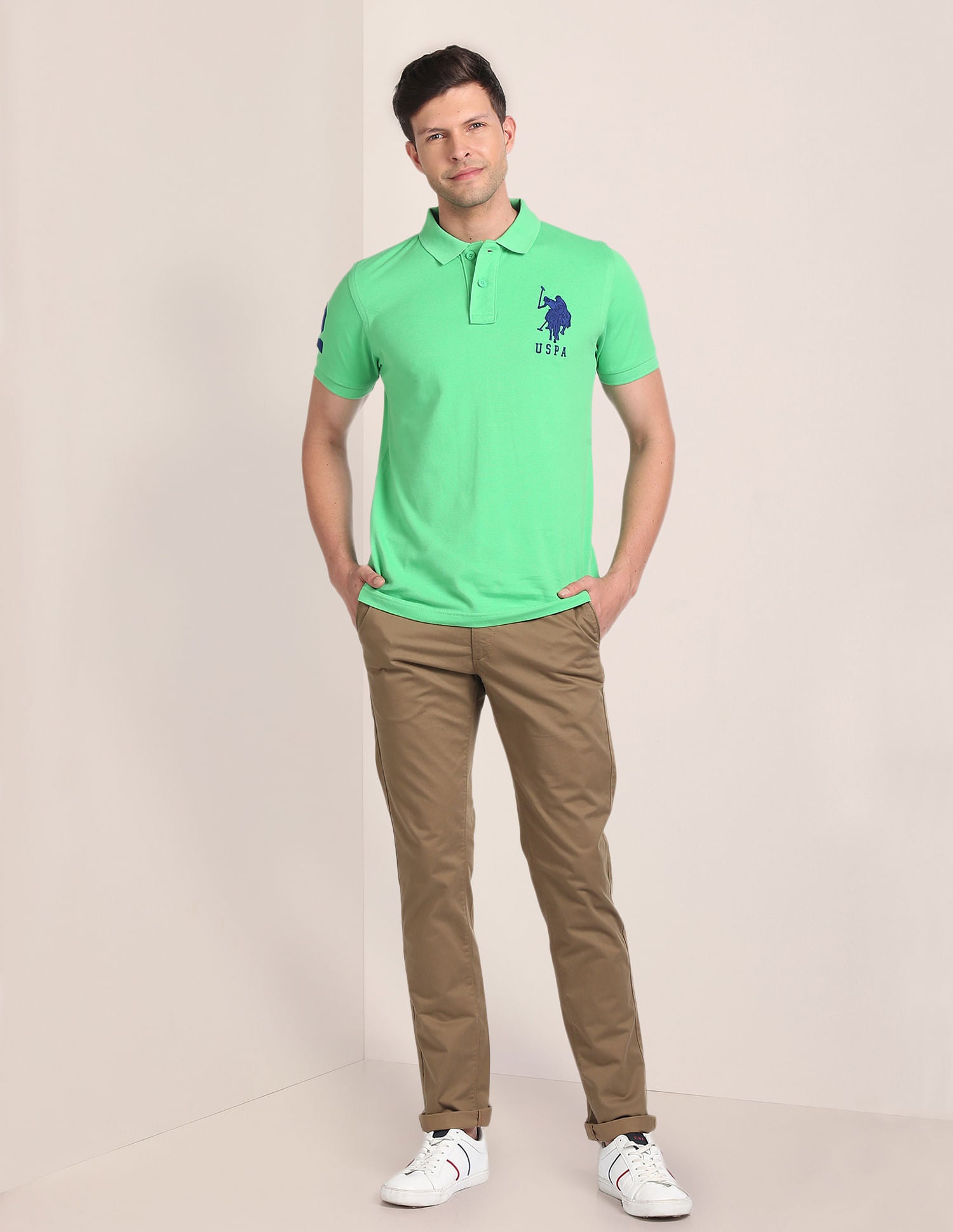 Short Sleeve Solid Polo Shirt Green - U.S. Polo Assn. India | Large