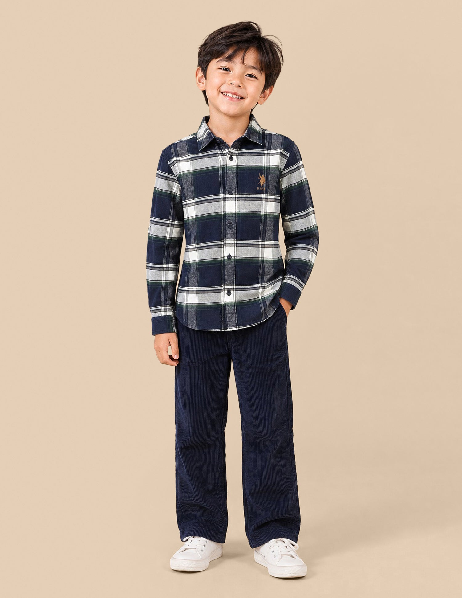 Plaid Checked Corduroy Shirt Navy - U.S. Polo Assn. India | Large