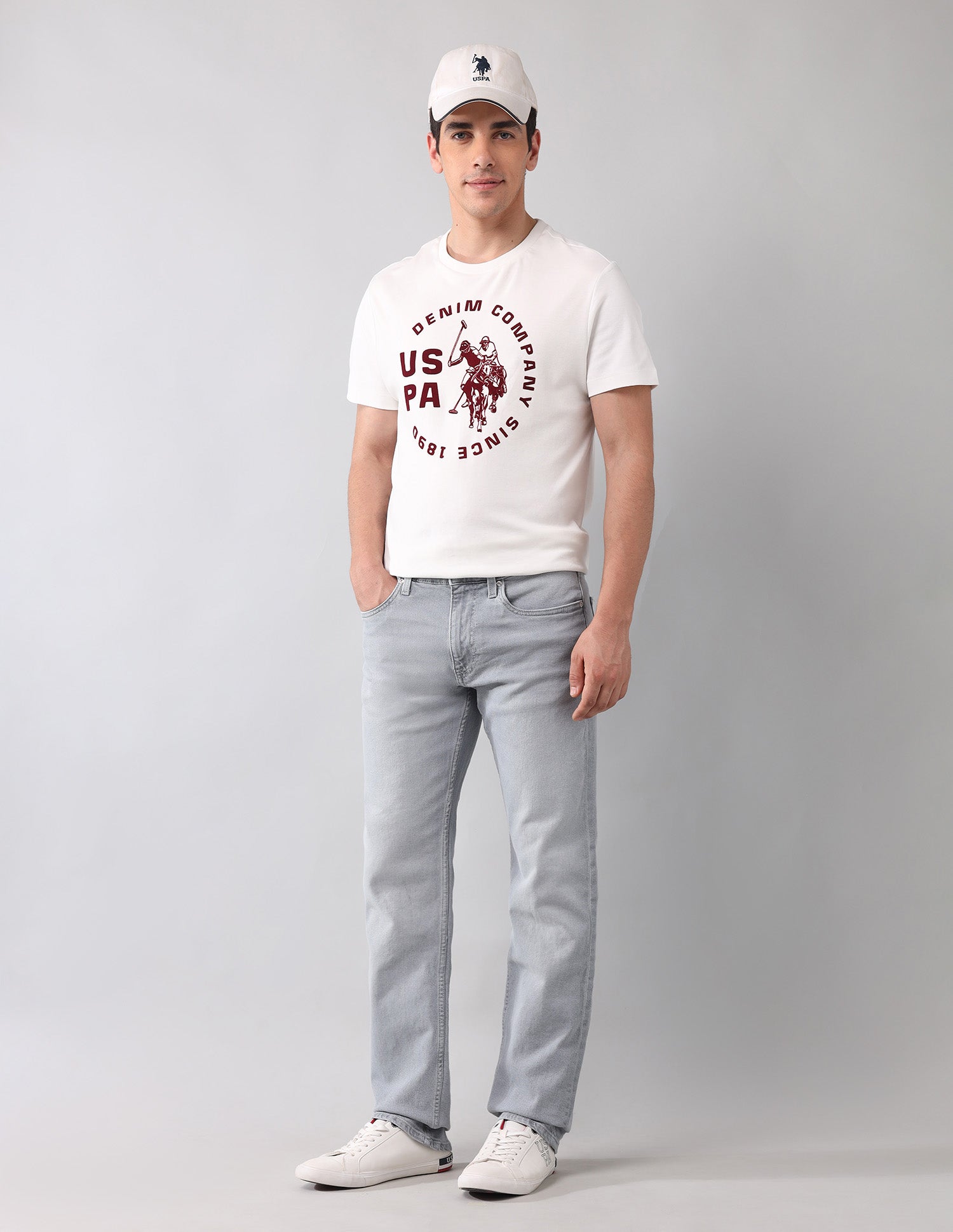 Harold Slim Straight Fit Vintage Jeans Light Grey - U.S. Polo Assn. India | Large