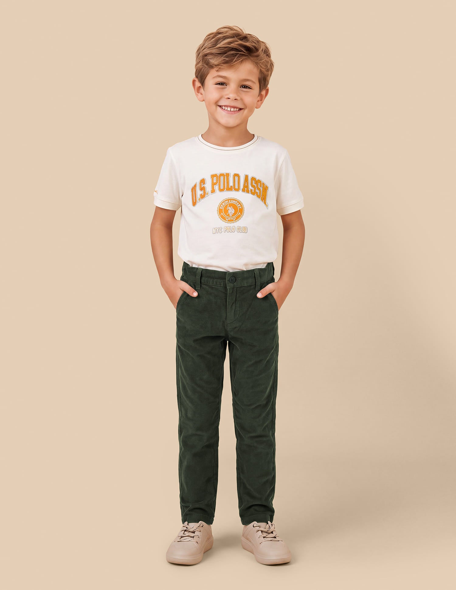 Corduroy Mid Rise Trousers Green - U.S. Polo Assn. India | Large