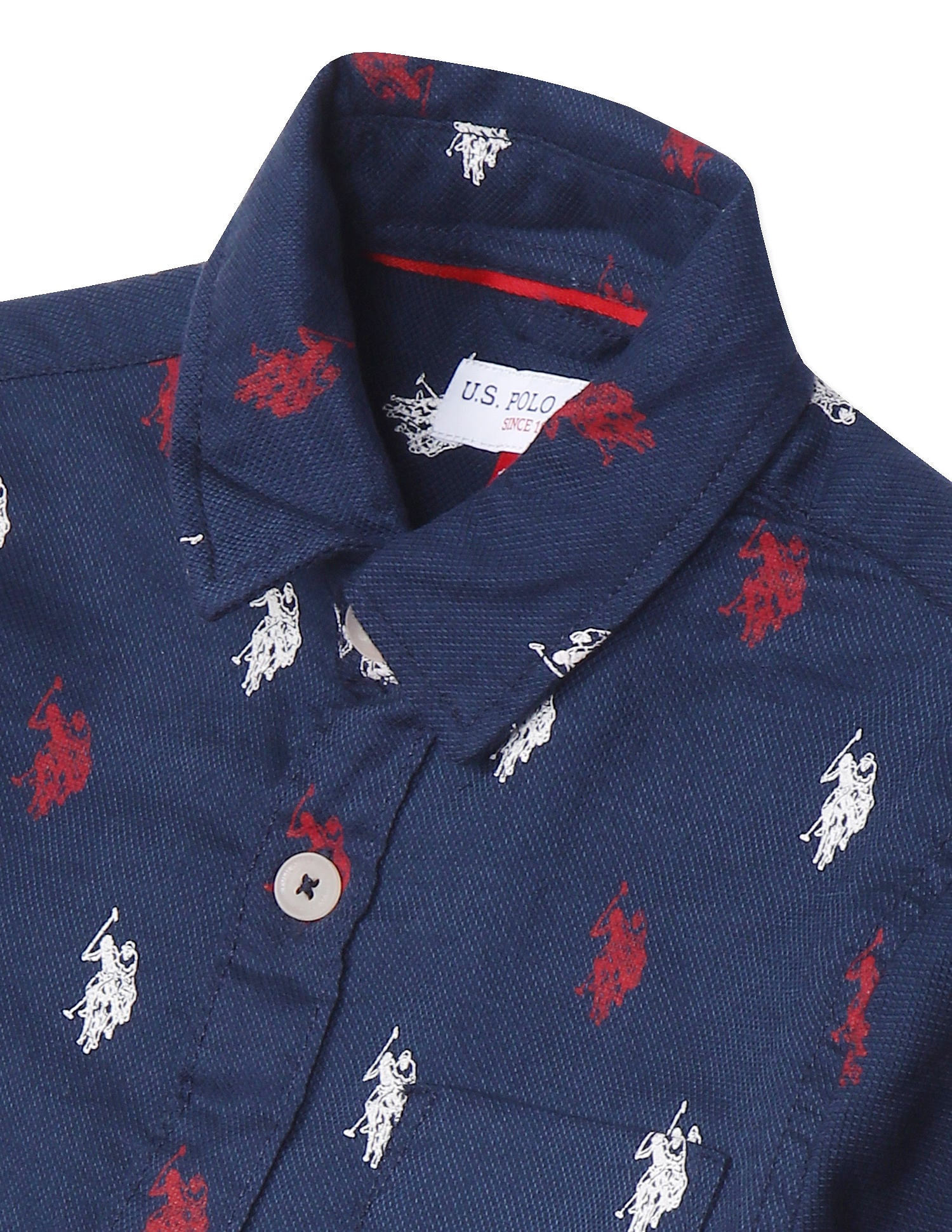 Spread Collar Logo Print Shirt Navy - U.S. Polo Assn. India | Large