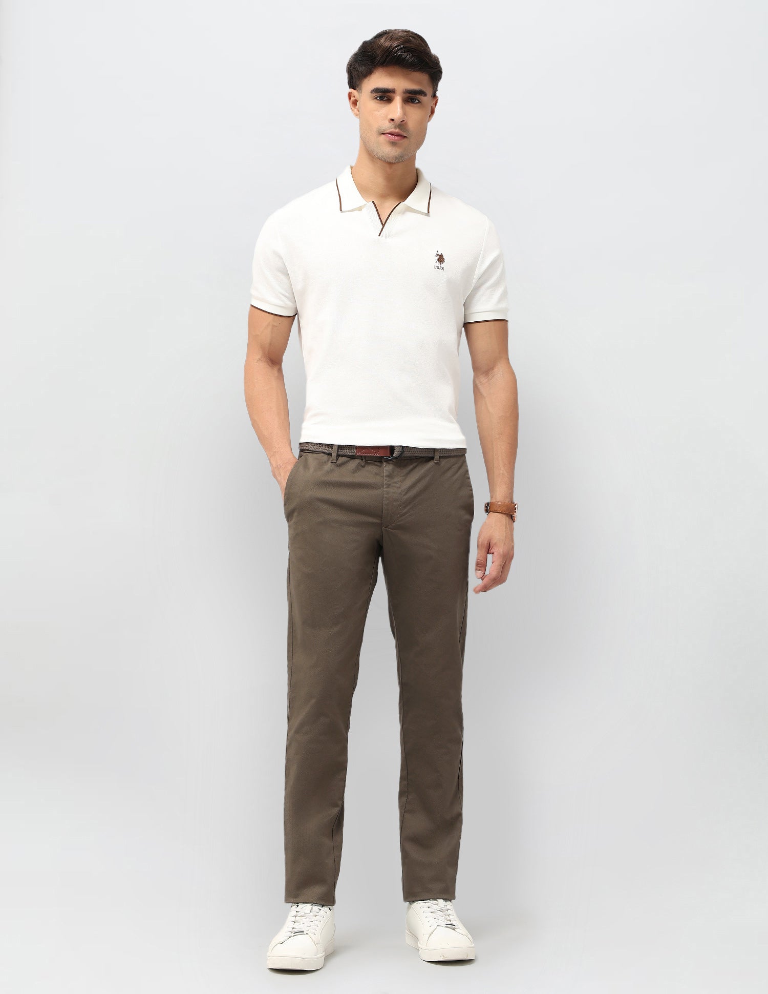 Denver Slim Fit Satin Trousers Brown - U.S. Polo Assn. India | Large