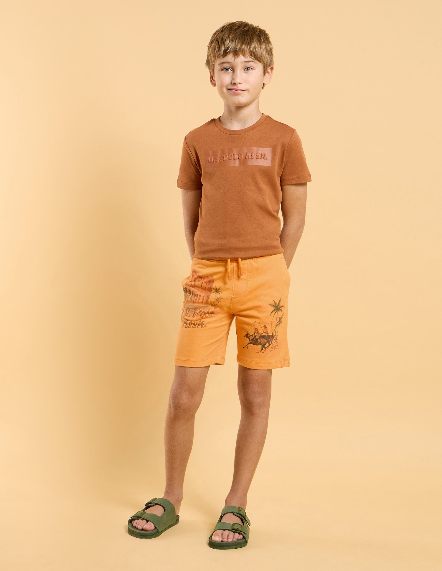 Boys Graphic Printed Shorts Orange - U.S. POLO ASSN. | Large