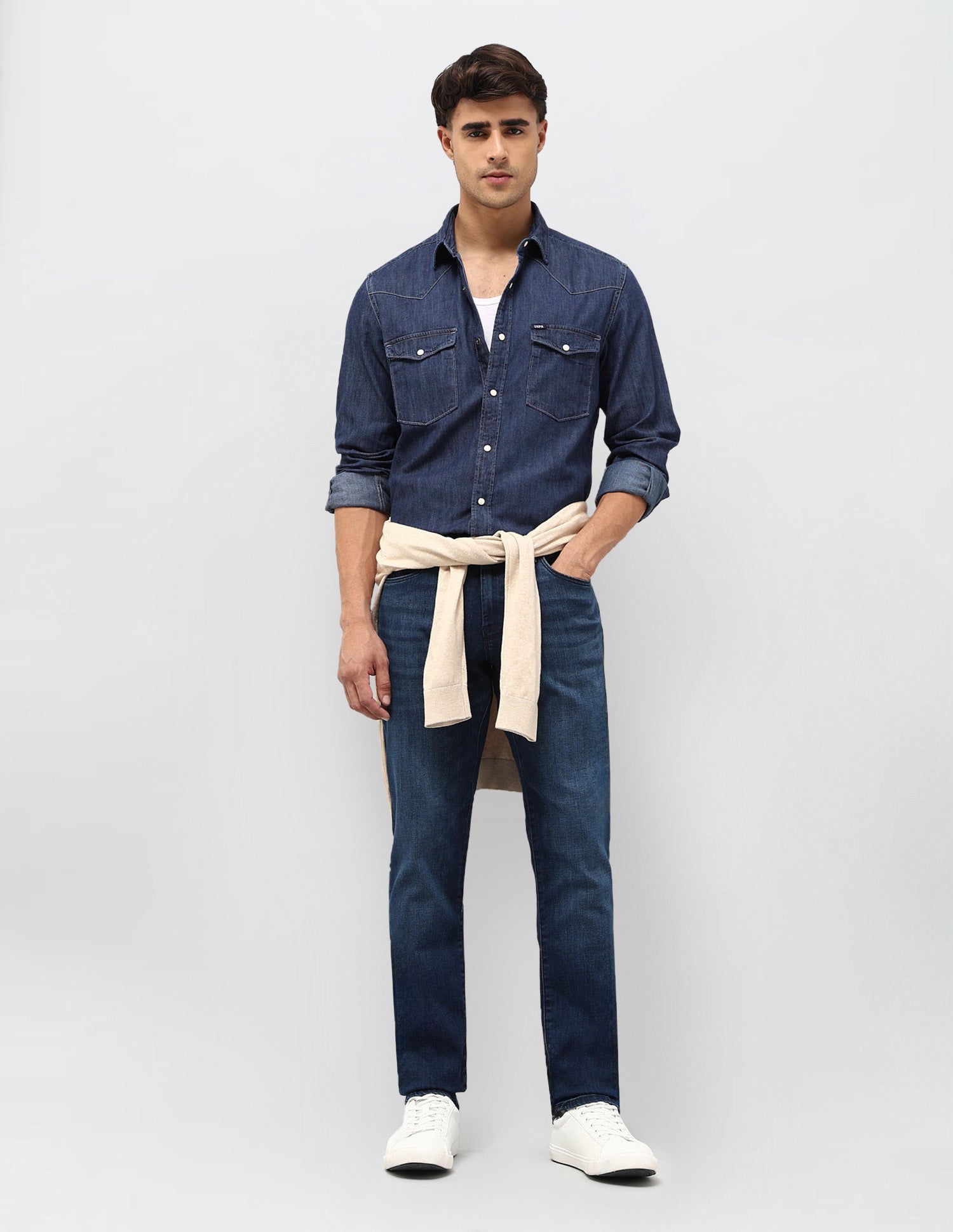 Solid Twill Shirt Dark Indigo - U.S. POLO ASSN. | Large