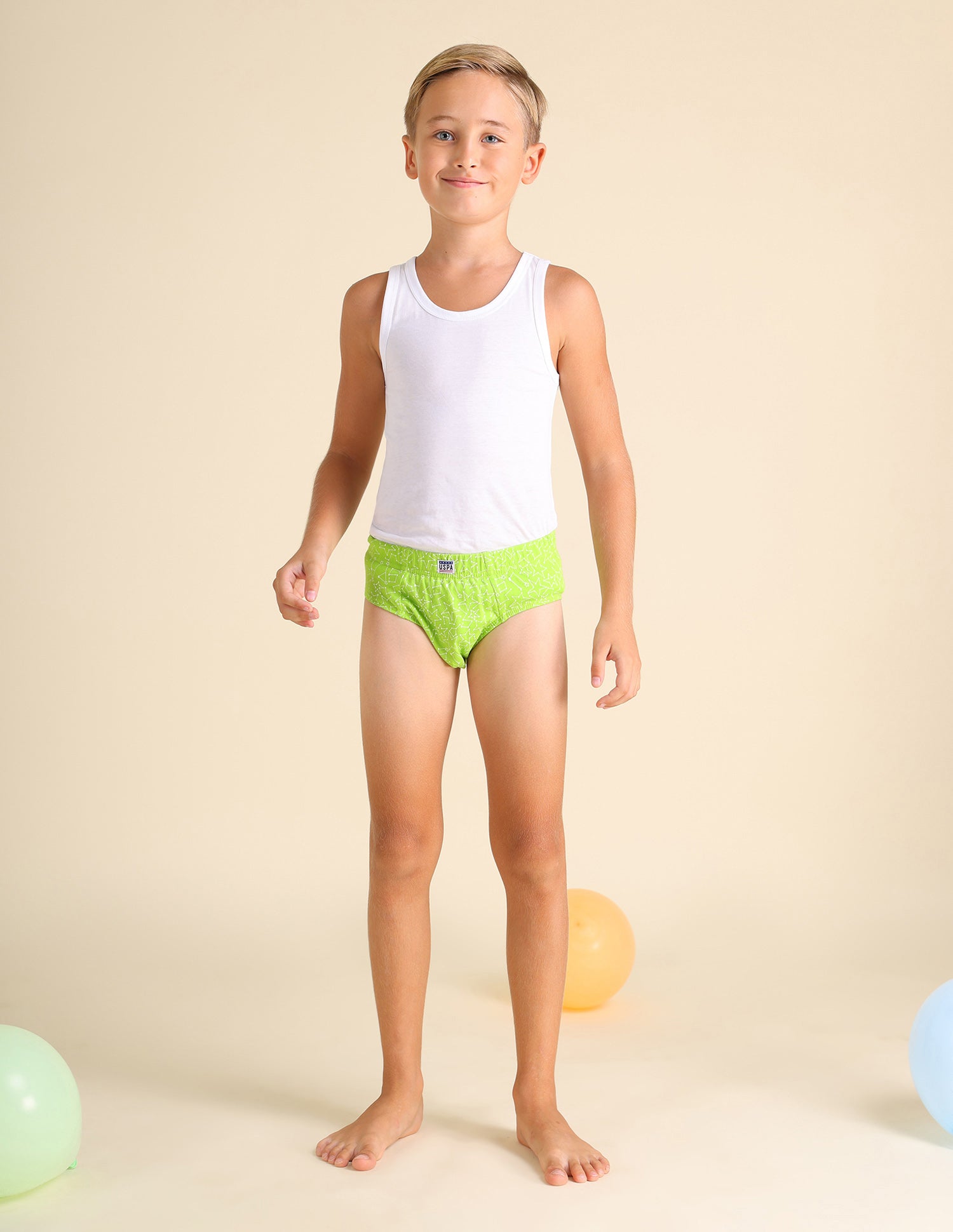 Mid Rise Pure Cotton EKB02 Briefs - Pack Of 3 Blue, Lime Green and Green - U.S. POLO ASSN. | Large