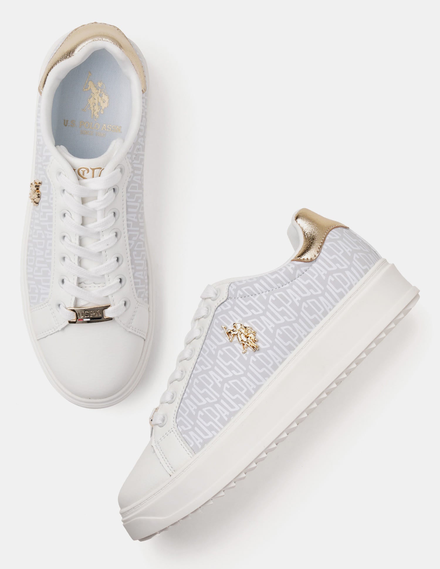 Women Narcisa Brand Printed Sneakers White - U.S. Polo Assn. India | Large