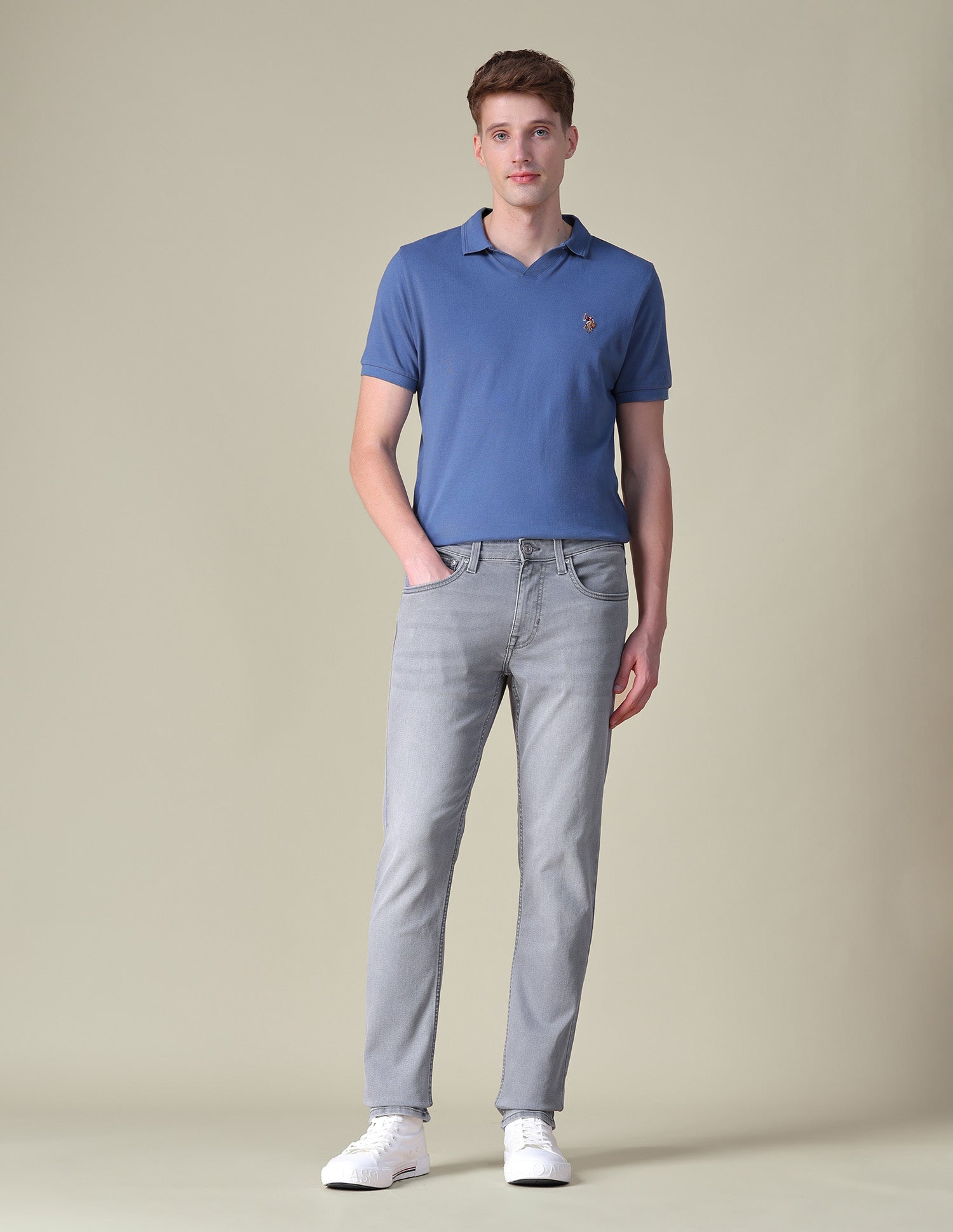 Slim Tapered Fit Grey Jeans Light Grey - U.S. POLO ASSN. | Large