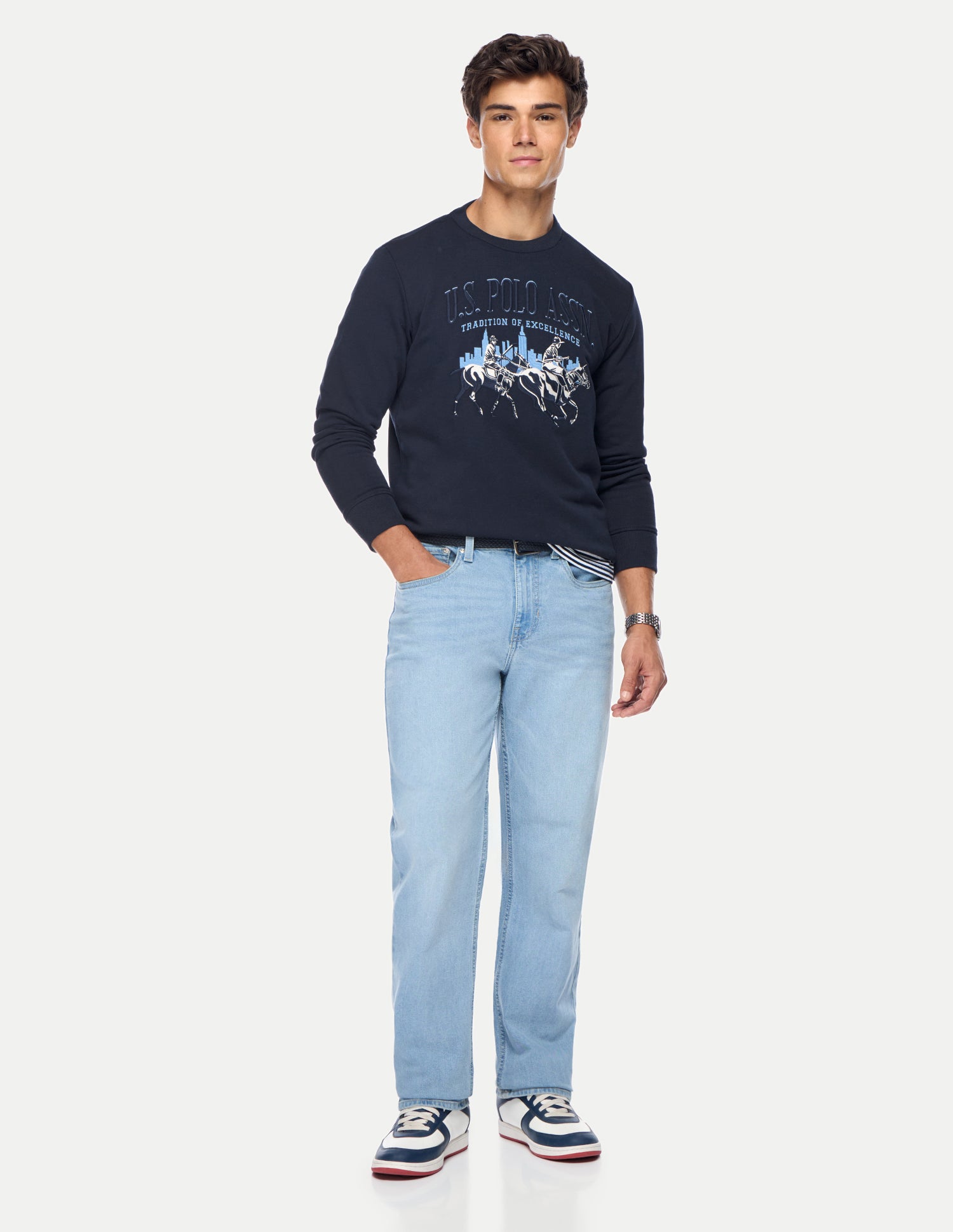 Brand Embroidered Regular Fit Sweatshirt Dark Blue - U.S. Polo Assn. India | Large