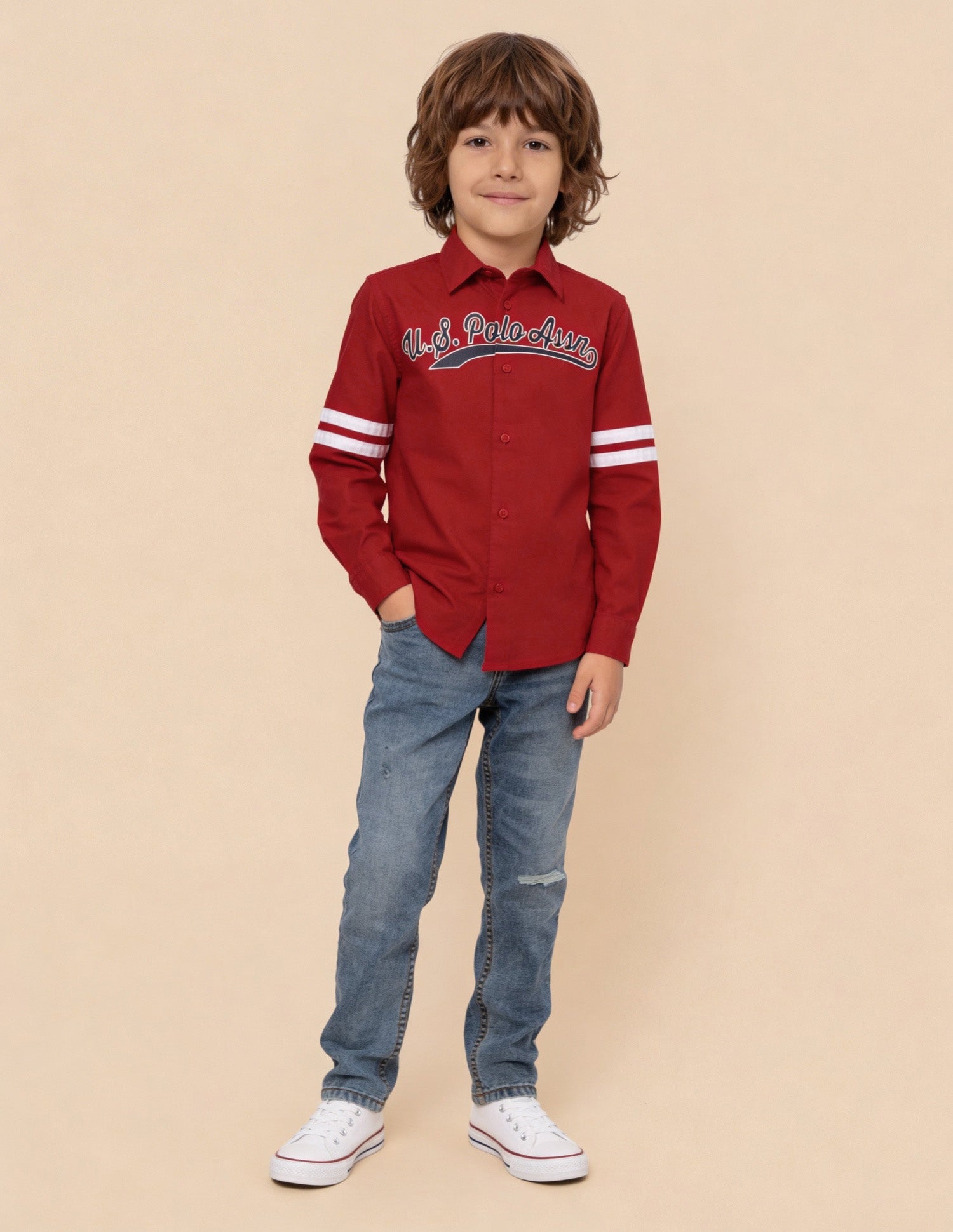 Brand Printed Oxford Shirt Red - U.S. Polo Assn. India | Large