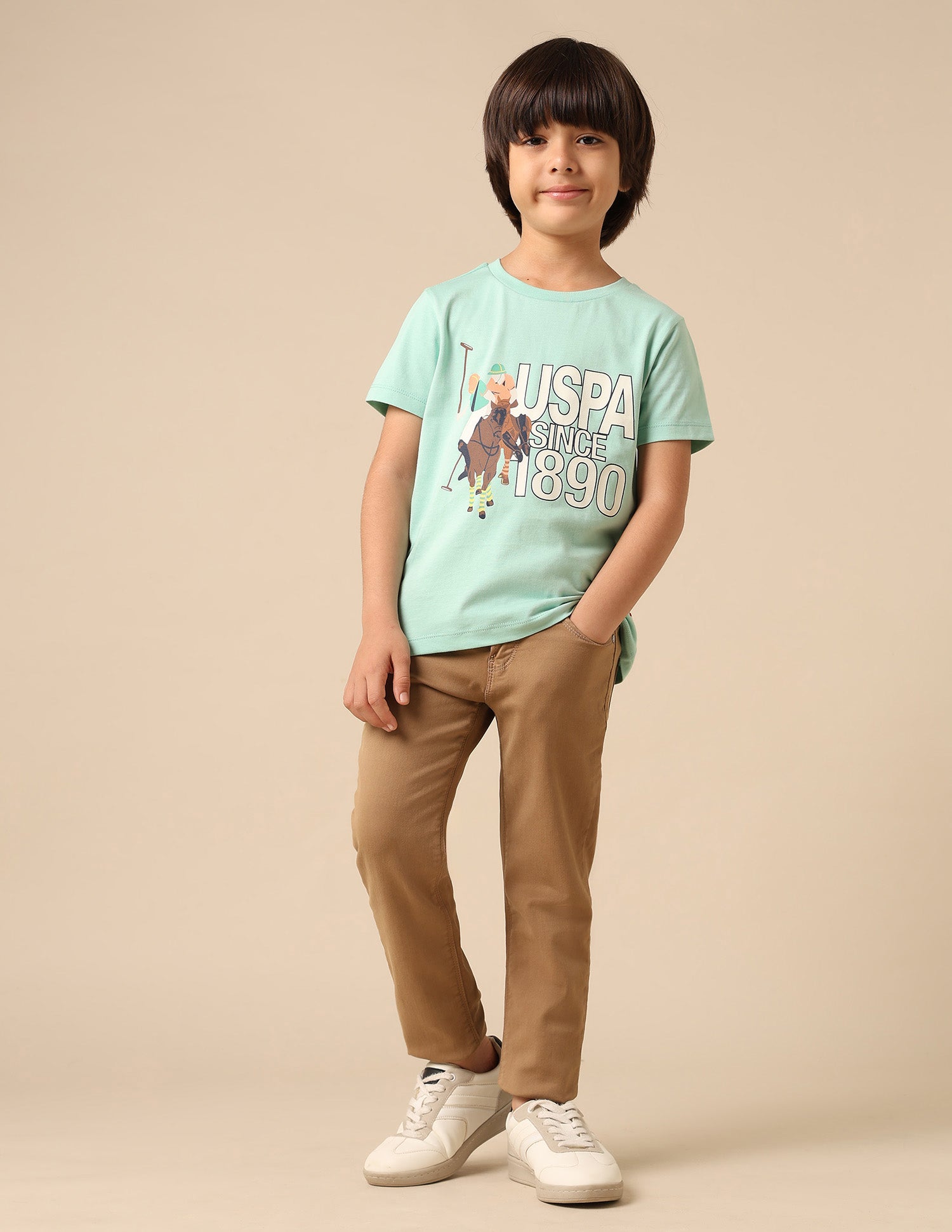 Boys Graphic Brand Printed Regular Fit T Shirt Mint - U.S. POLO ASSN. | Large