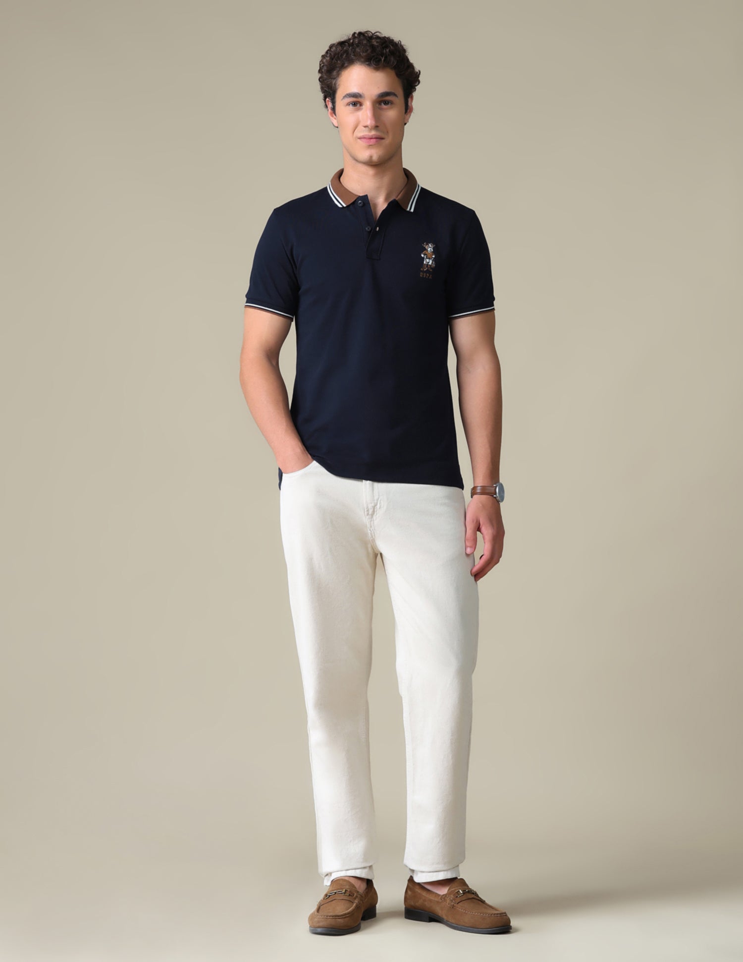 Regular Fit Typographic Polo Shirt Navy - U.S. Polo Assn. India | Large