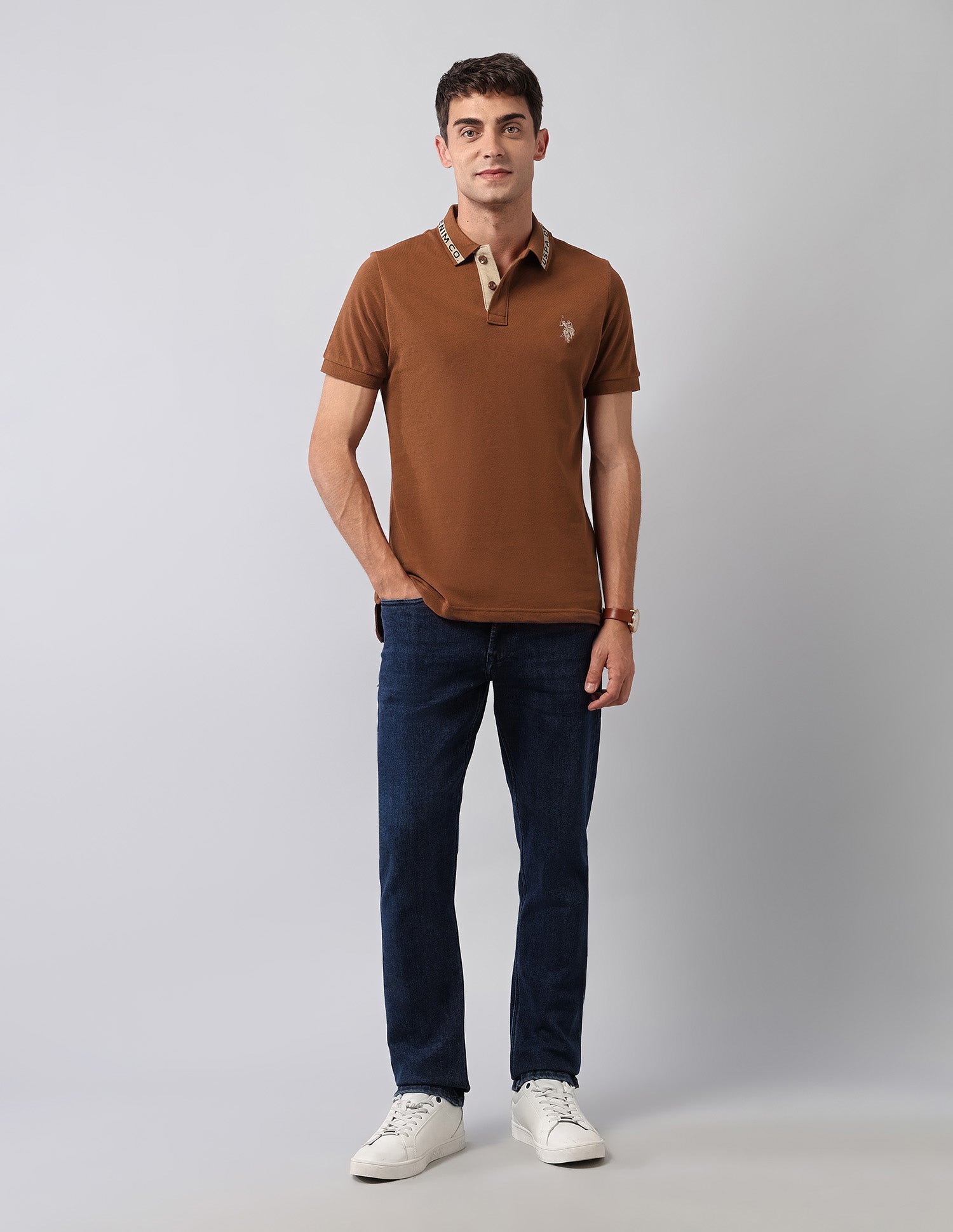 Solid Muscle Fit Polo Shirt Rust - U.S. Polo Assn. India | Large