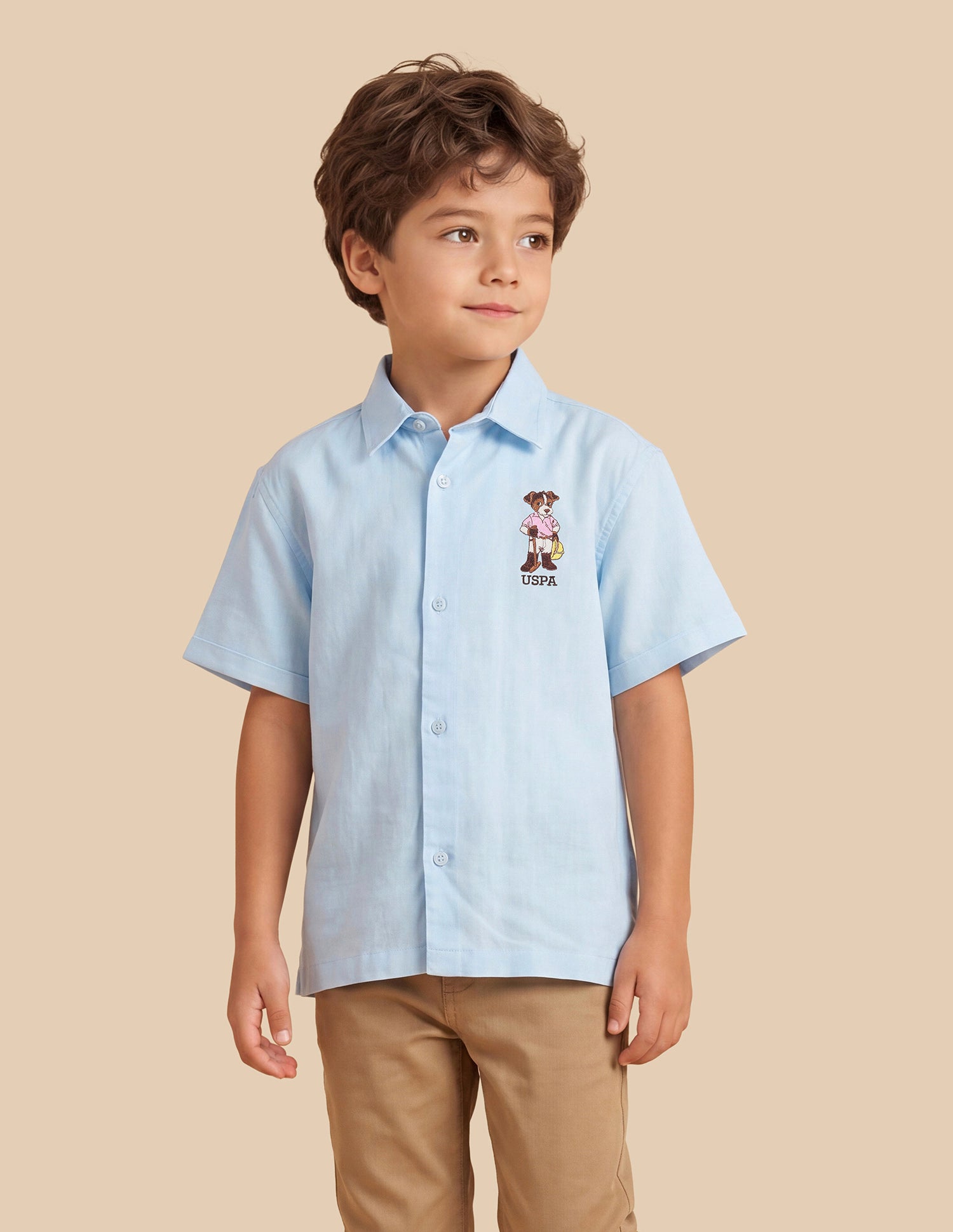 Boxy Fit Solid Shirt Light Blue - U.S. Polo Assn. India | Large