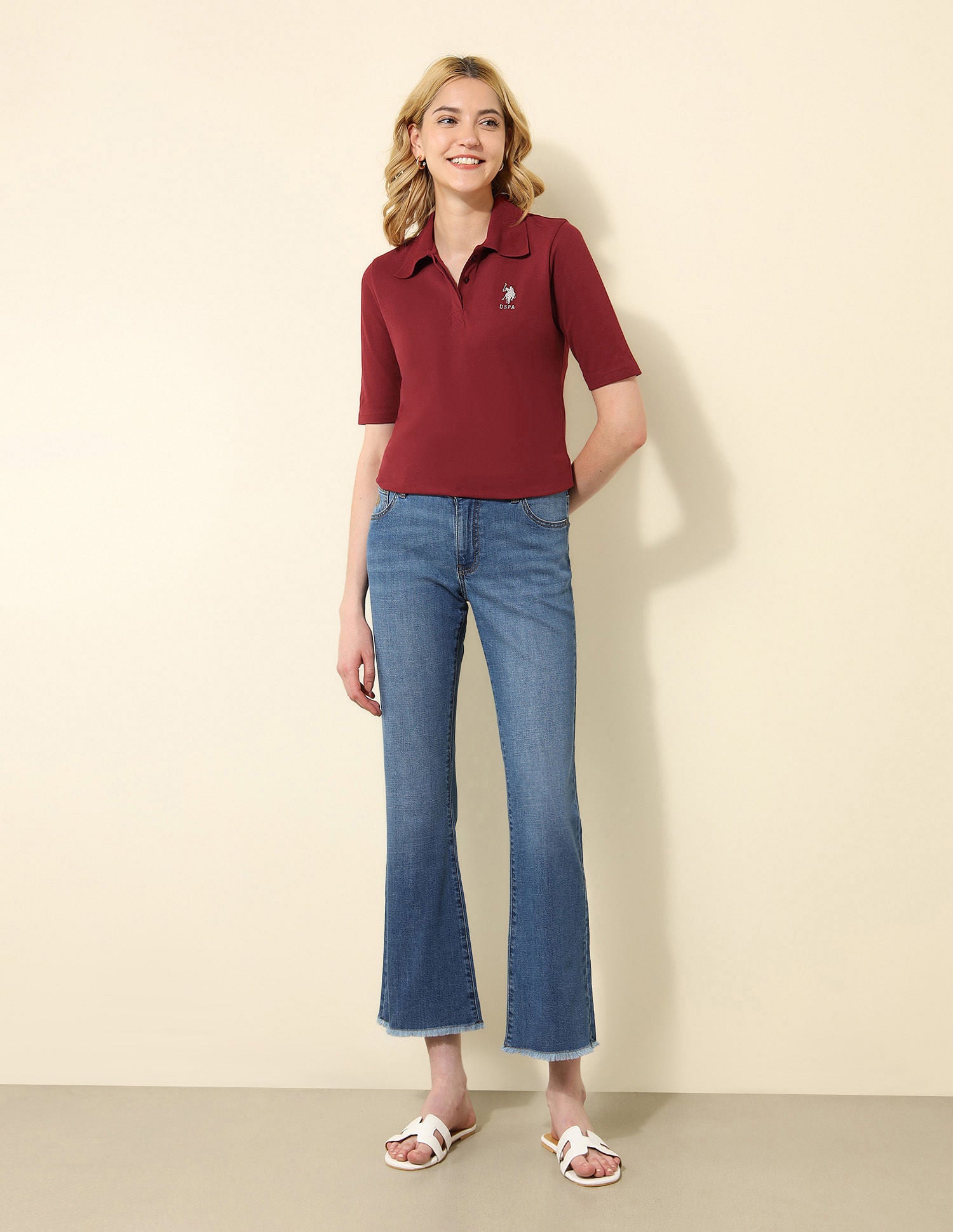 Regular Fit Solid Polo Shirt Maroon - U.S. POLO ASSN. | Large