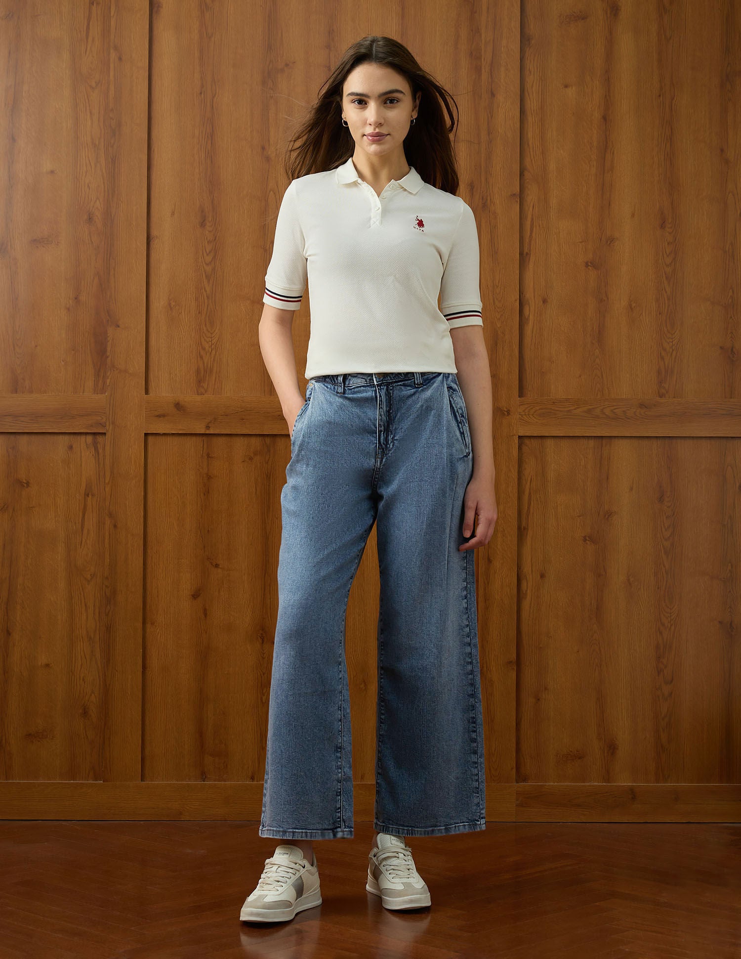 High-Rise Wide Leg Fit Jeans Blue - U.S. POLO ASSN. | Large