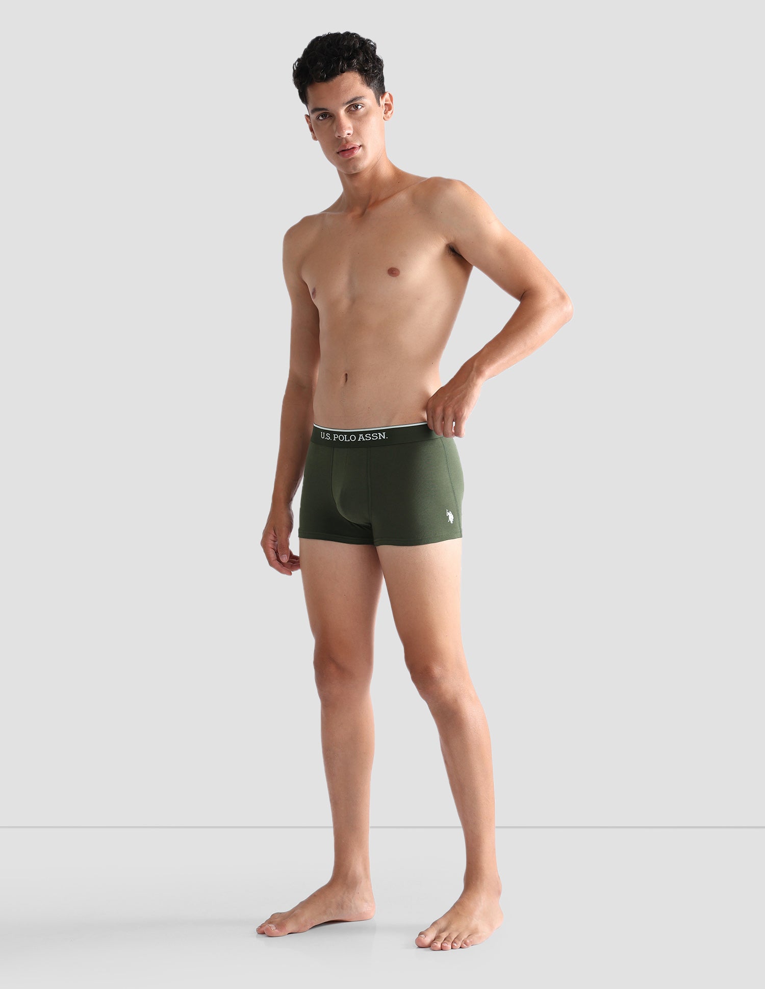 Antibacterial Solid ET004 Trunks - Pack Of 2 Port Royal and Olive - U.S. POLO ASSN. | Large