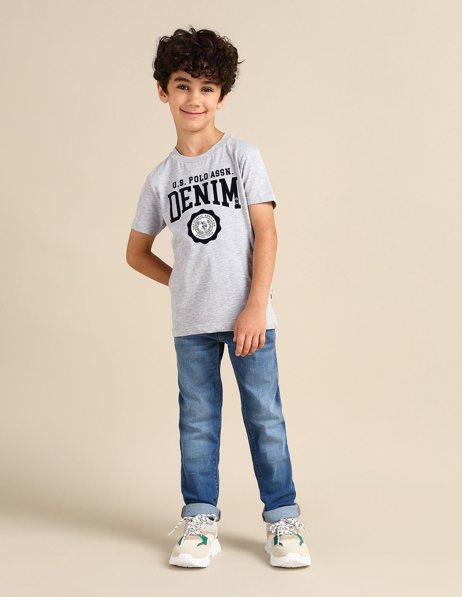 Boys Pure Cotton Regular T-shirt GREY MELANGE - U.S. POLO ASSN. | Large