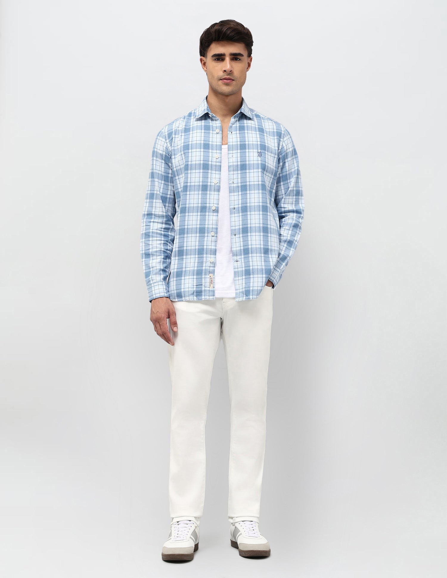 Slim Fit Twill Shirt Light Indigo - U.S. POLO ASSN. | Large