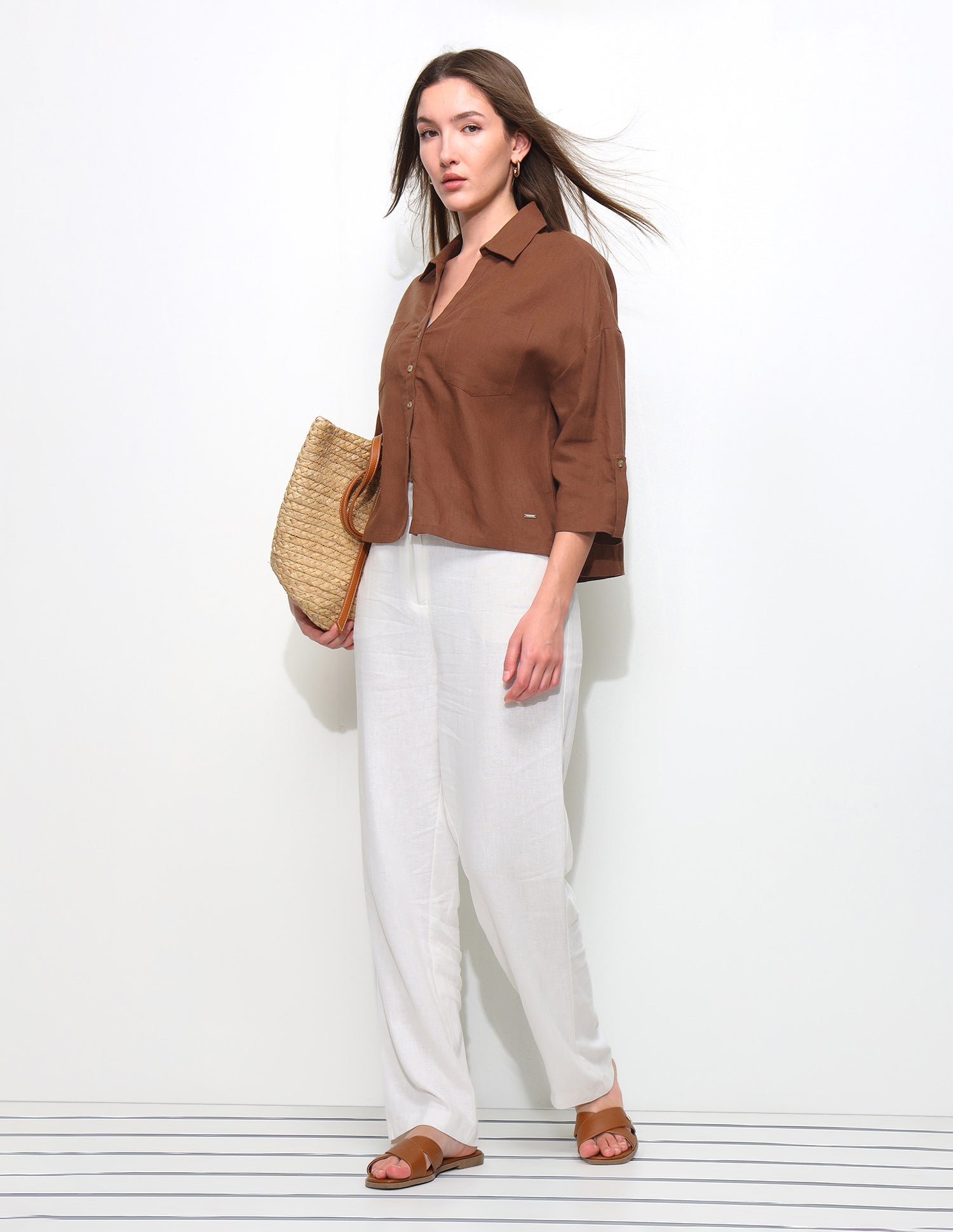 Oversized Fit Drop Shoulder Shirt Brown - U.S. Polo Assn. India | Large