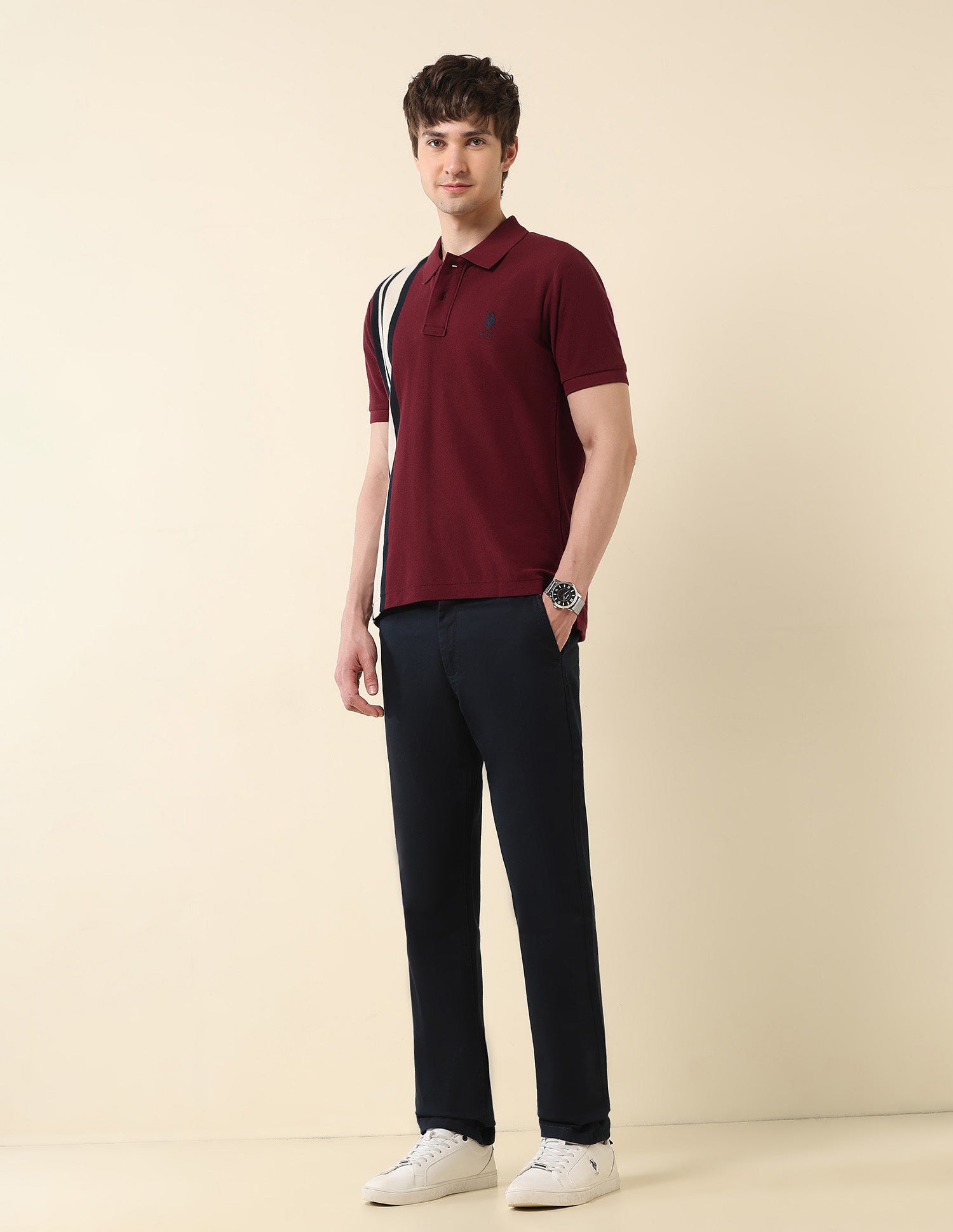 Colourblocked Classic Polo Shirt Wine - U.S. POLO ASSN. | Large