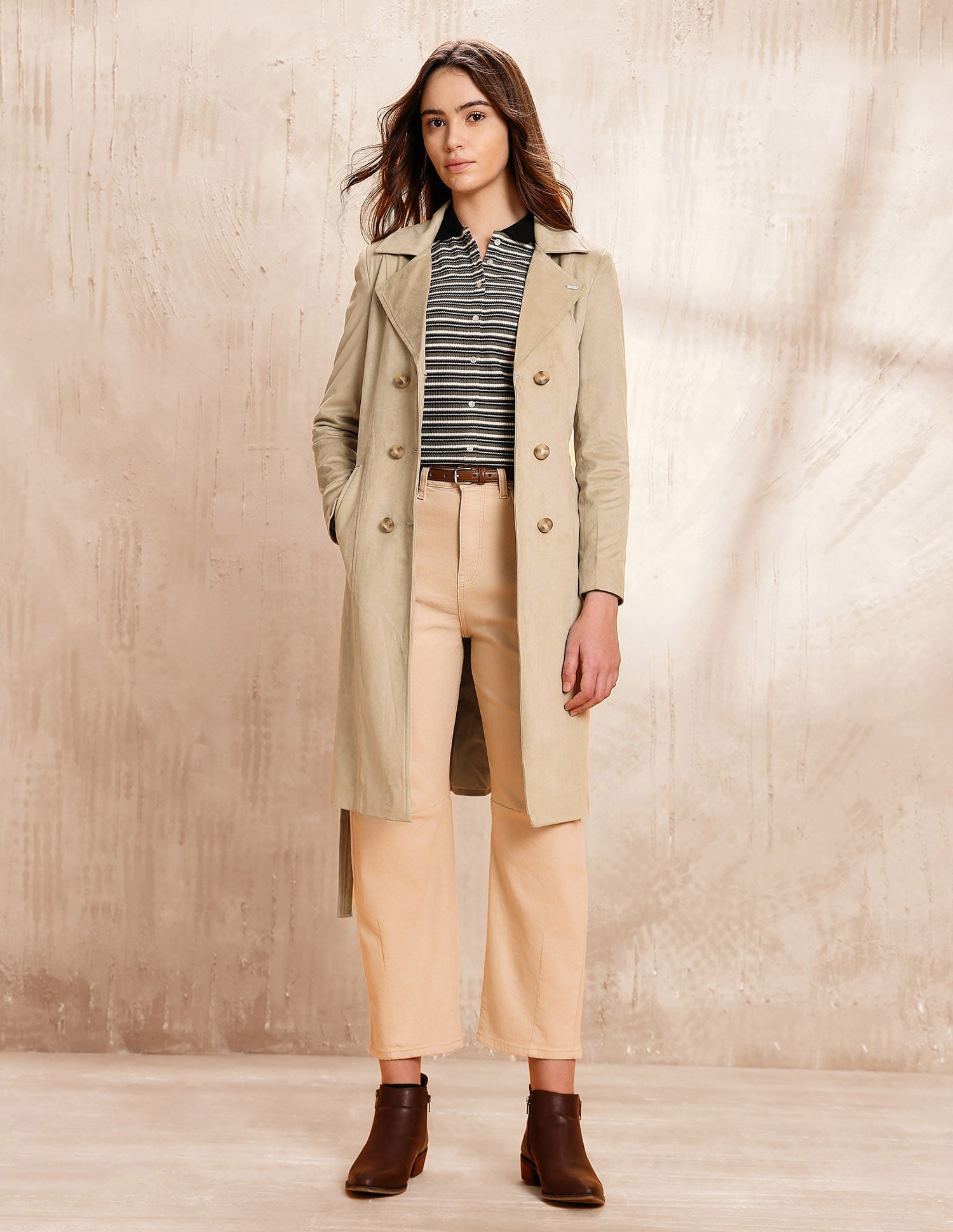 Double Breasted Notch Lapel Collar Coat Grey - U.S. POLO ASSN. | Large