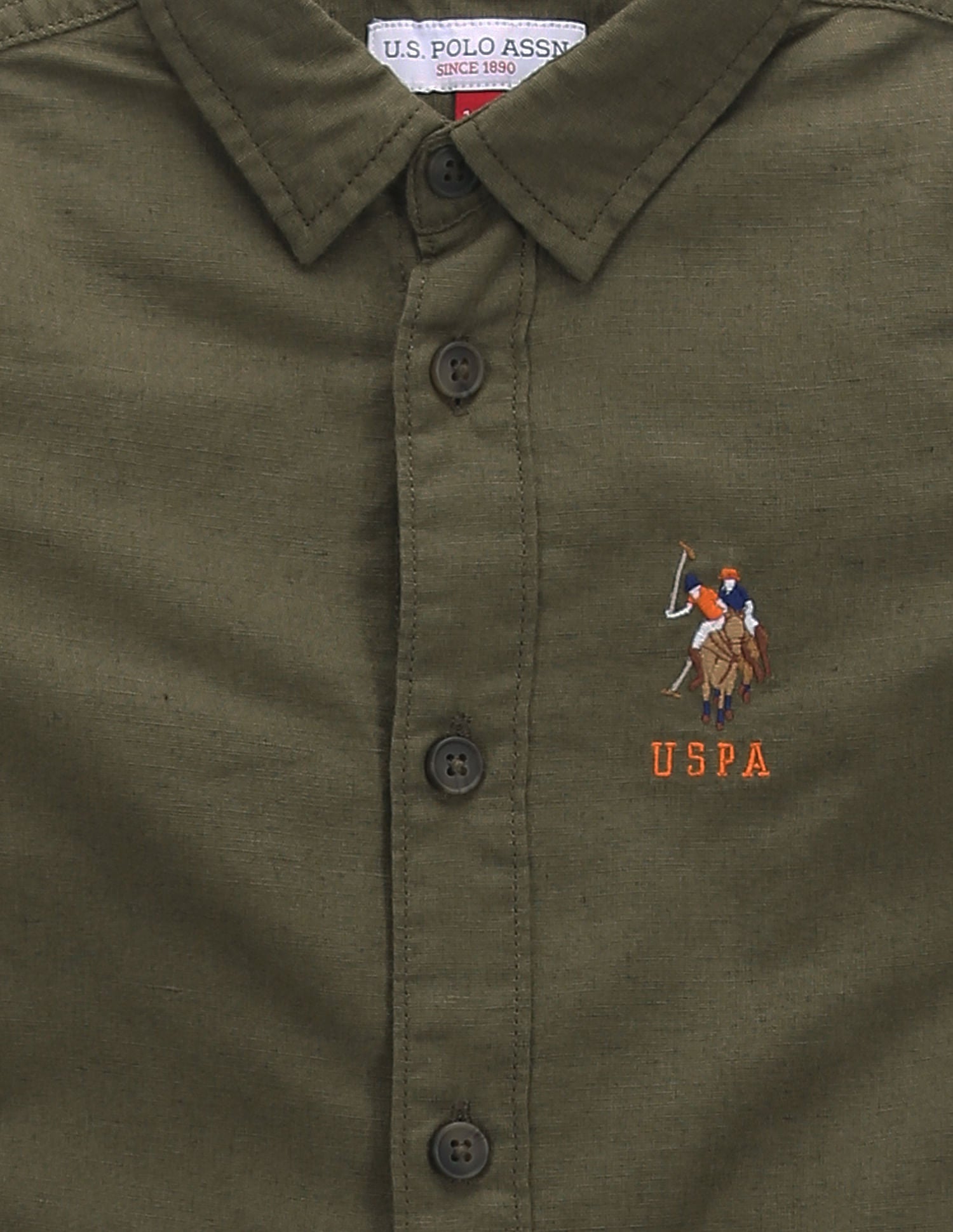 Boys Solid Cutaway Collar Shirt Olive - U.S. POLO ASSN. | Large