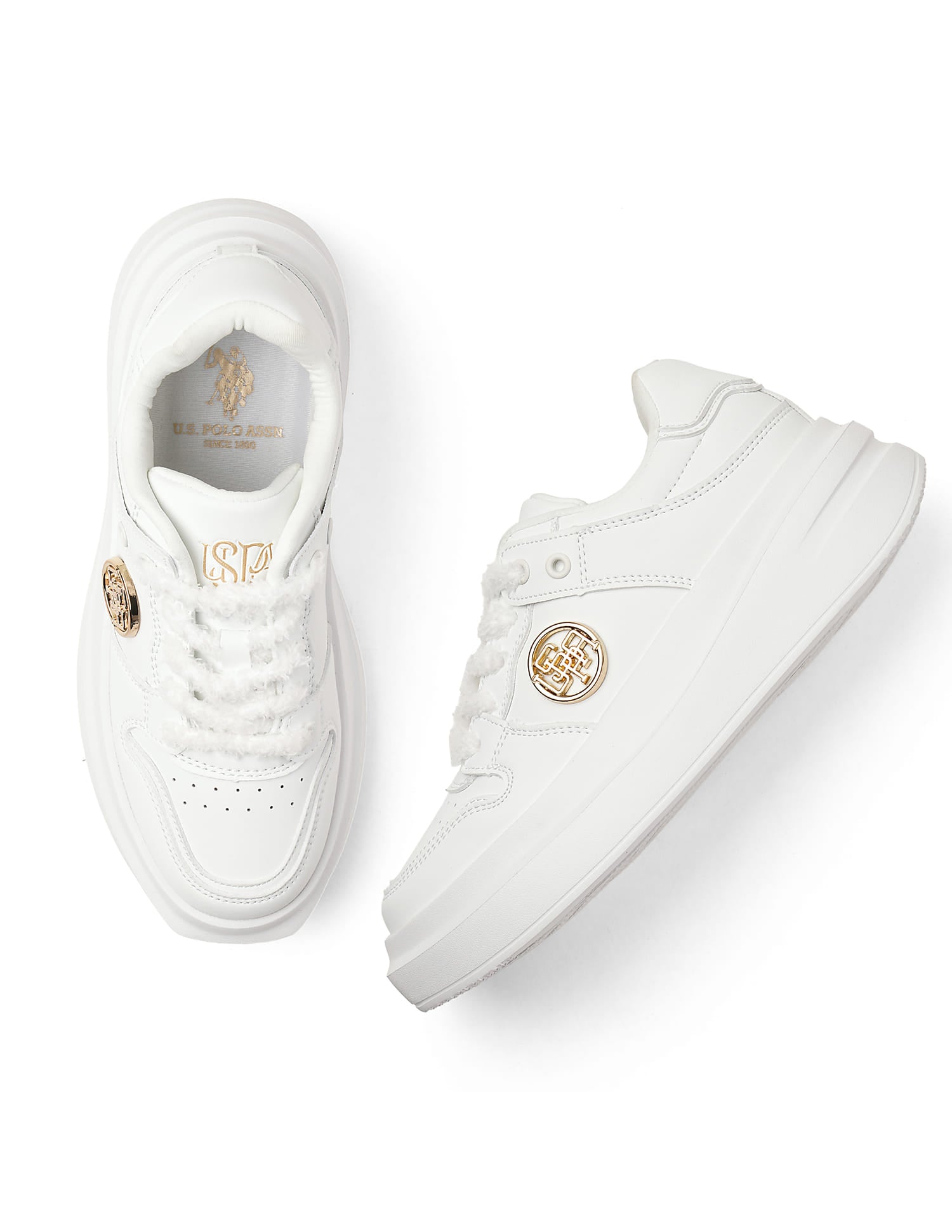 Burna White Light Weight Sneaker Shoes White - U.S. Polo Assn. India | Large